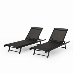 Outdoor Aluminum Chaise Lounge with Mesh Seating (Set of 2) - NH815313 outdoor furniture, garden bench