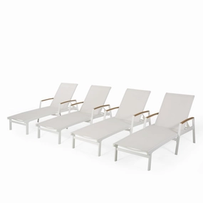 Outdoor Aluminum Chaise Lounge with Mesh Seating (Set of 4) - NH625313 outdoor furniture, garden bench