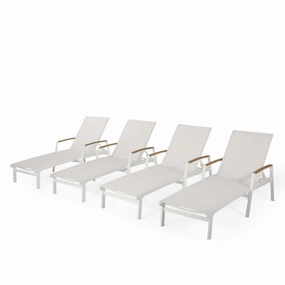 Outdoor Aluminum Chaise Lounge with Mesh Seating (Set of 4) - NH625313 patio umbrella, gazebo