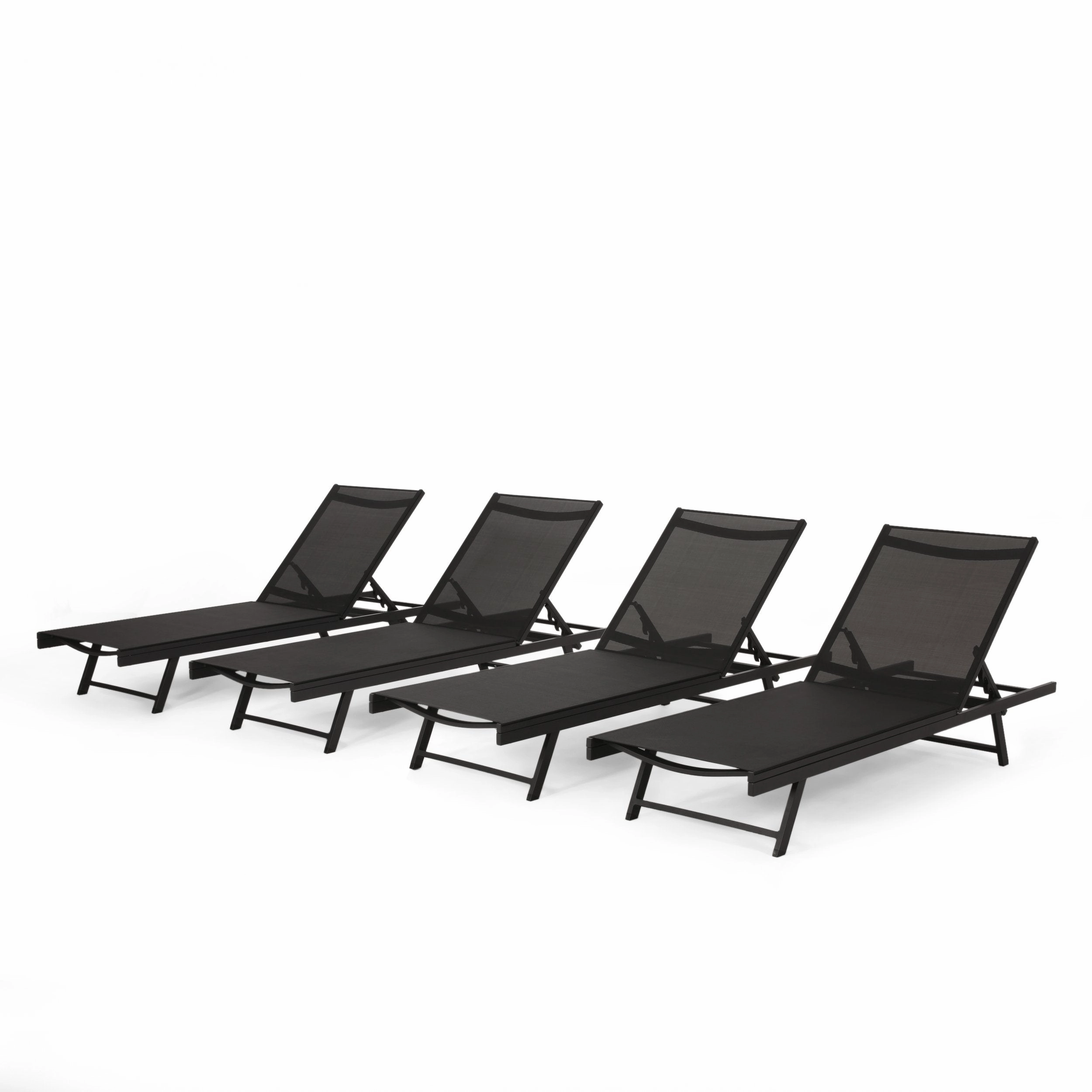 Outdoor Aluminum Chaise Lounge with Mesh Seating (Set of 4) - NH915313 outdoor furniture, garden bench