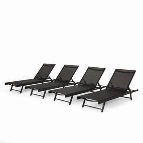 Outdoor Aluminum Chaise Lounge with Mesh Seating (Set of 4) - NH915313 outdoor furniture, garden bench