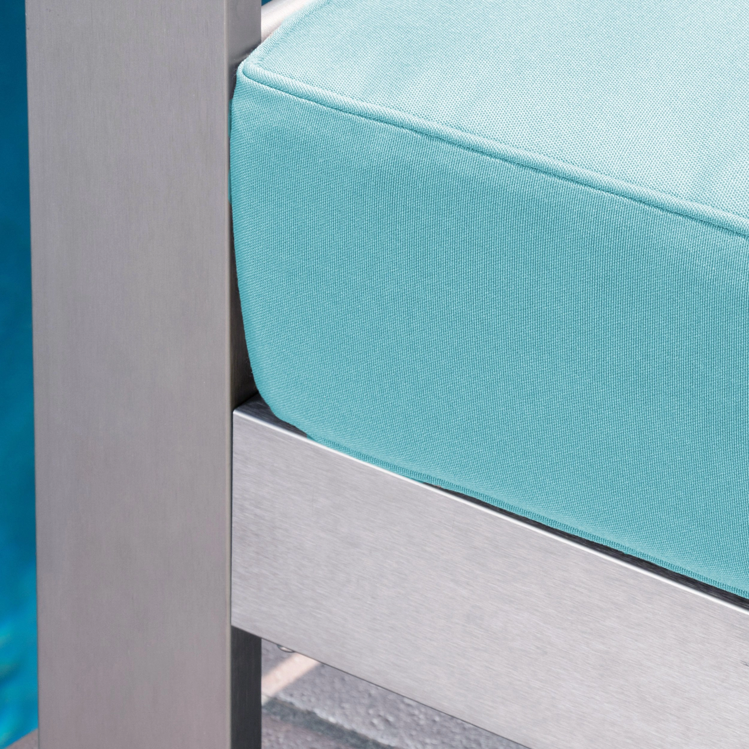 Outdoor Aluminum Club Chairs and Faux Wood Side Table Set with Cushions - NH367403