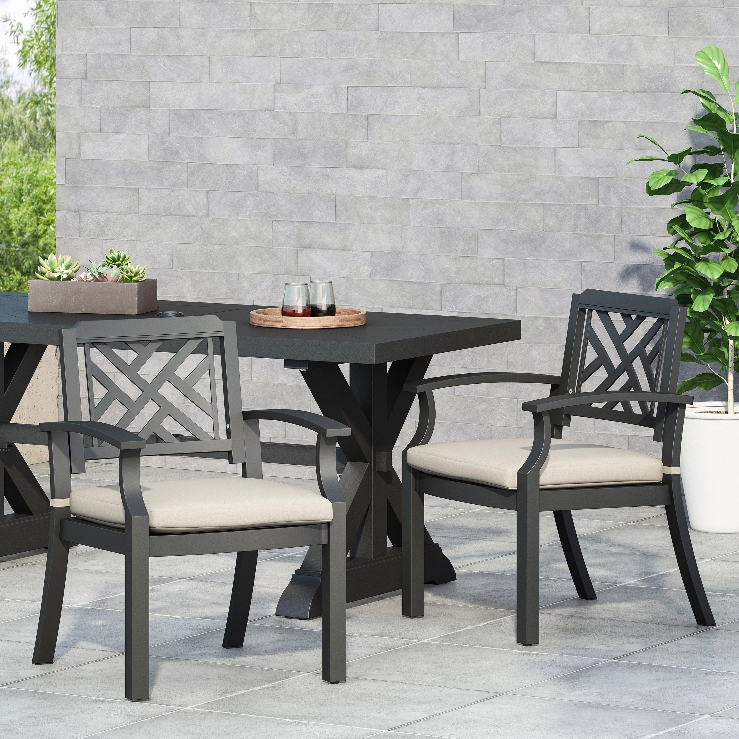 Outdoor Aluminum Dining Chairs, Set of 2 - NH800413