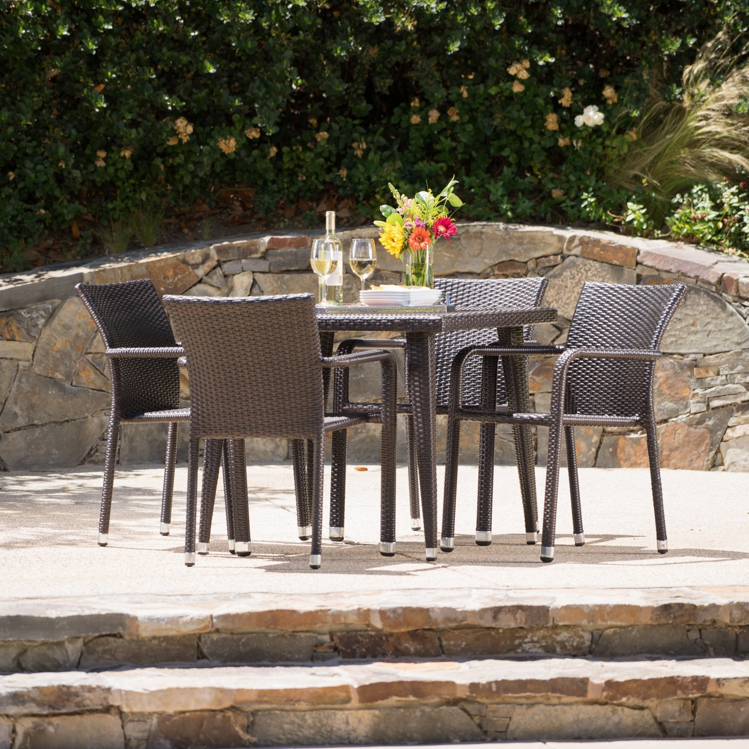 Outdoor Aluminum Framed Wicker 5 Piece Dining Set - NH922103 outdoor lounge chair, patio sofa