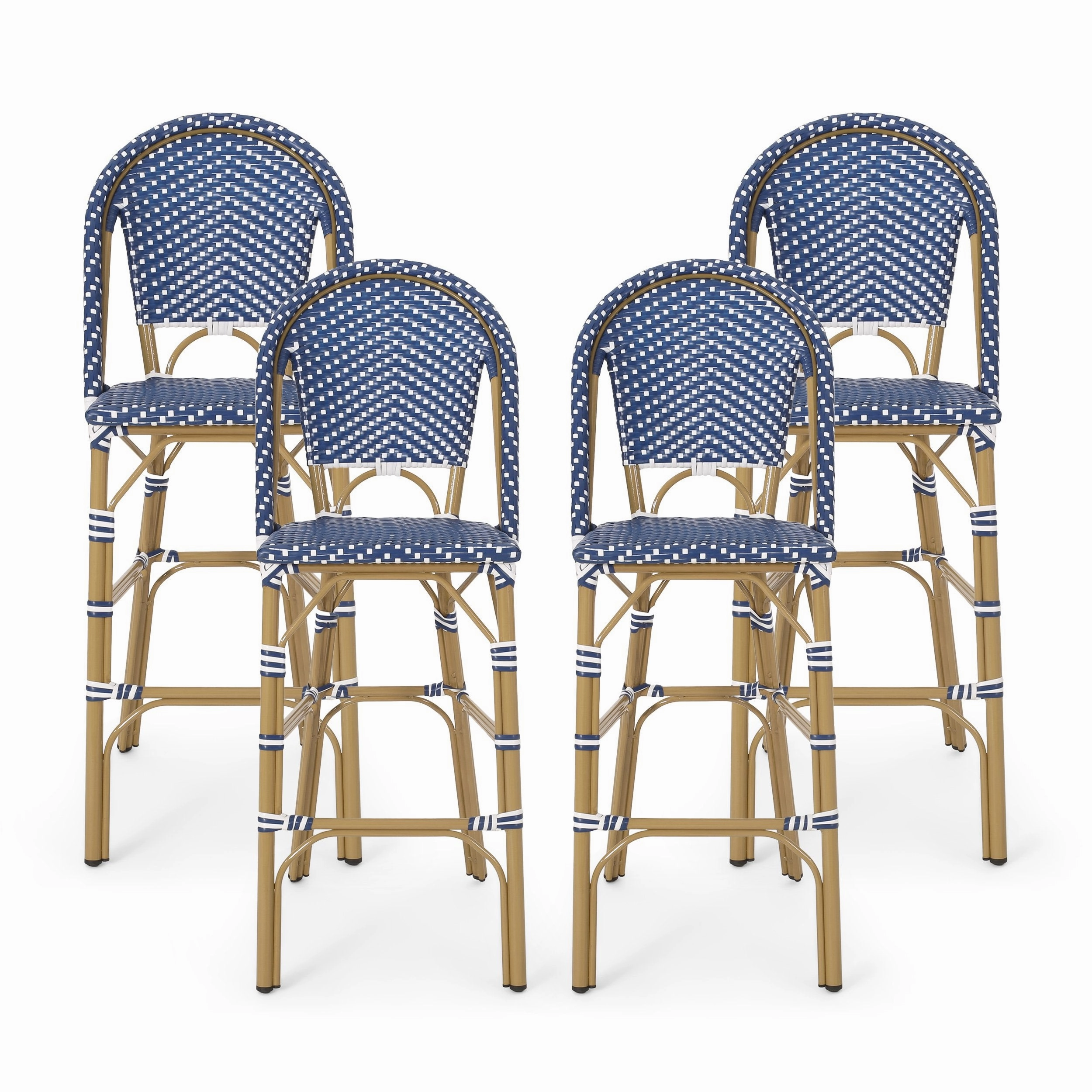 Outdoor Aluminum French Barstools, Set of 4 - NH054413