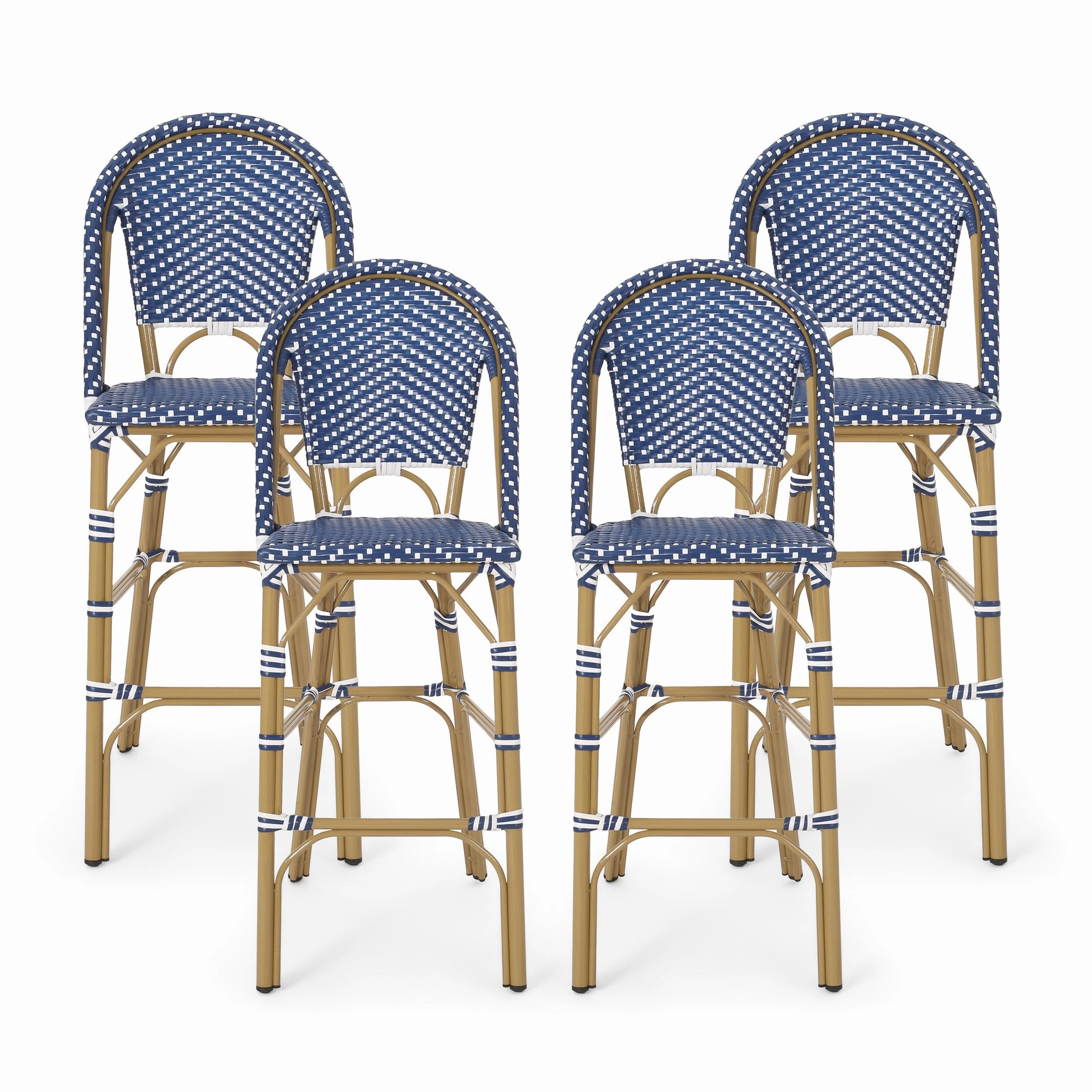 Outdoor Aluminum French Barstools, Set of 4 - NH054413