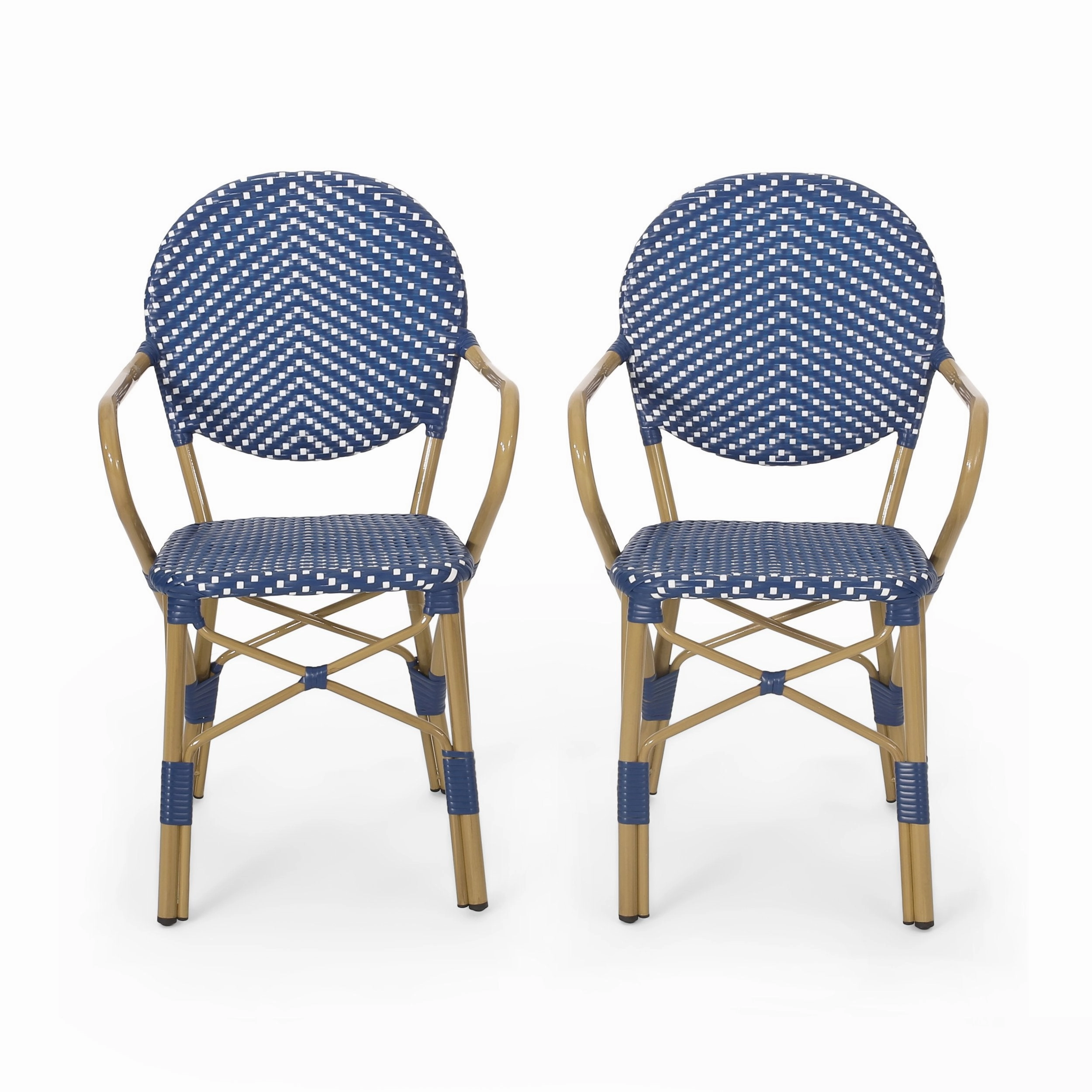 Outdoor Aluminum French Bistro Chairs, Set of 2, Dark Teal, White, and Bamboo Finish - NH144413 outdoor lounge chair, patio sofa