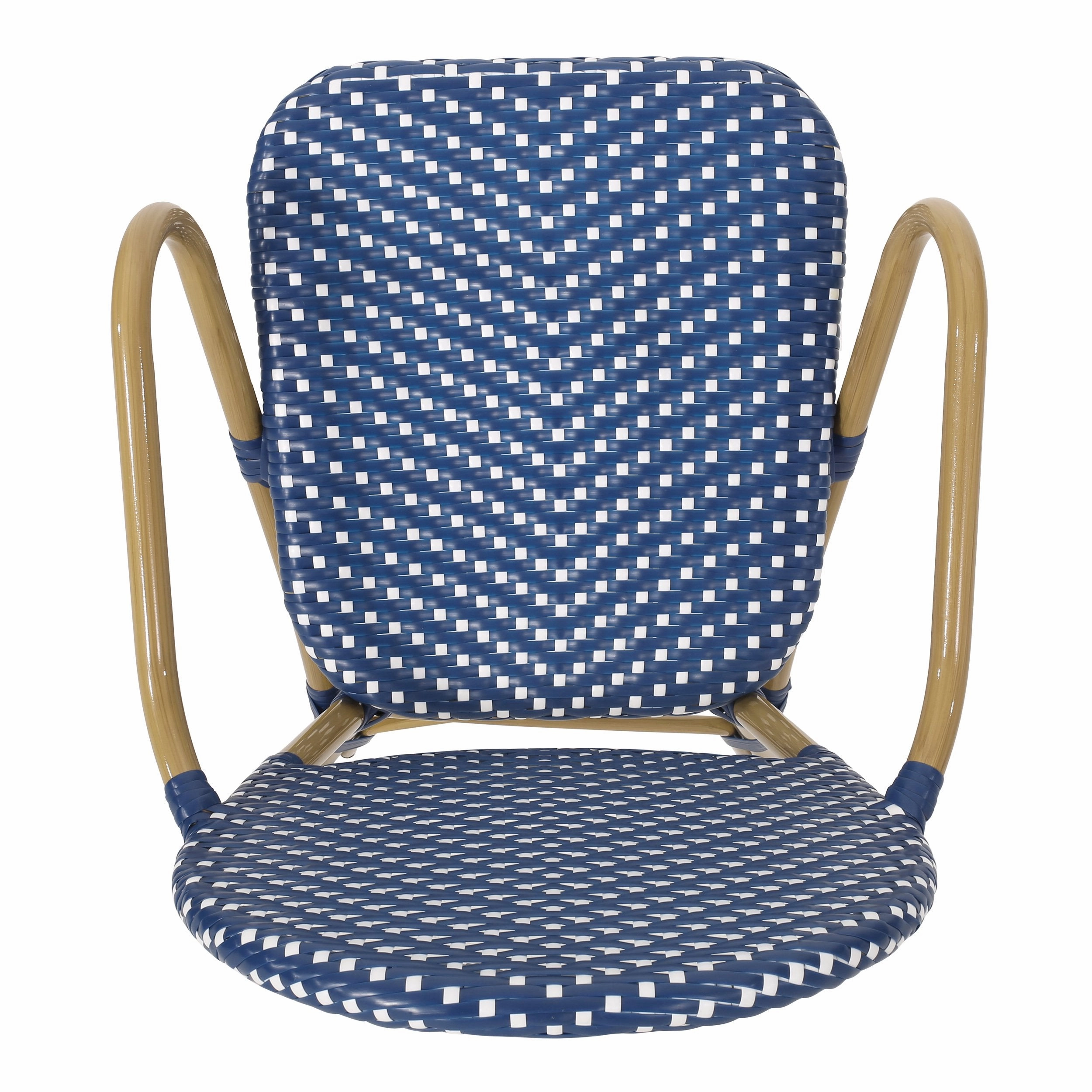 Outdoor Aluminum French Bistro Set, Dark Teal, White, and Bamboo Finish - NH354413
