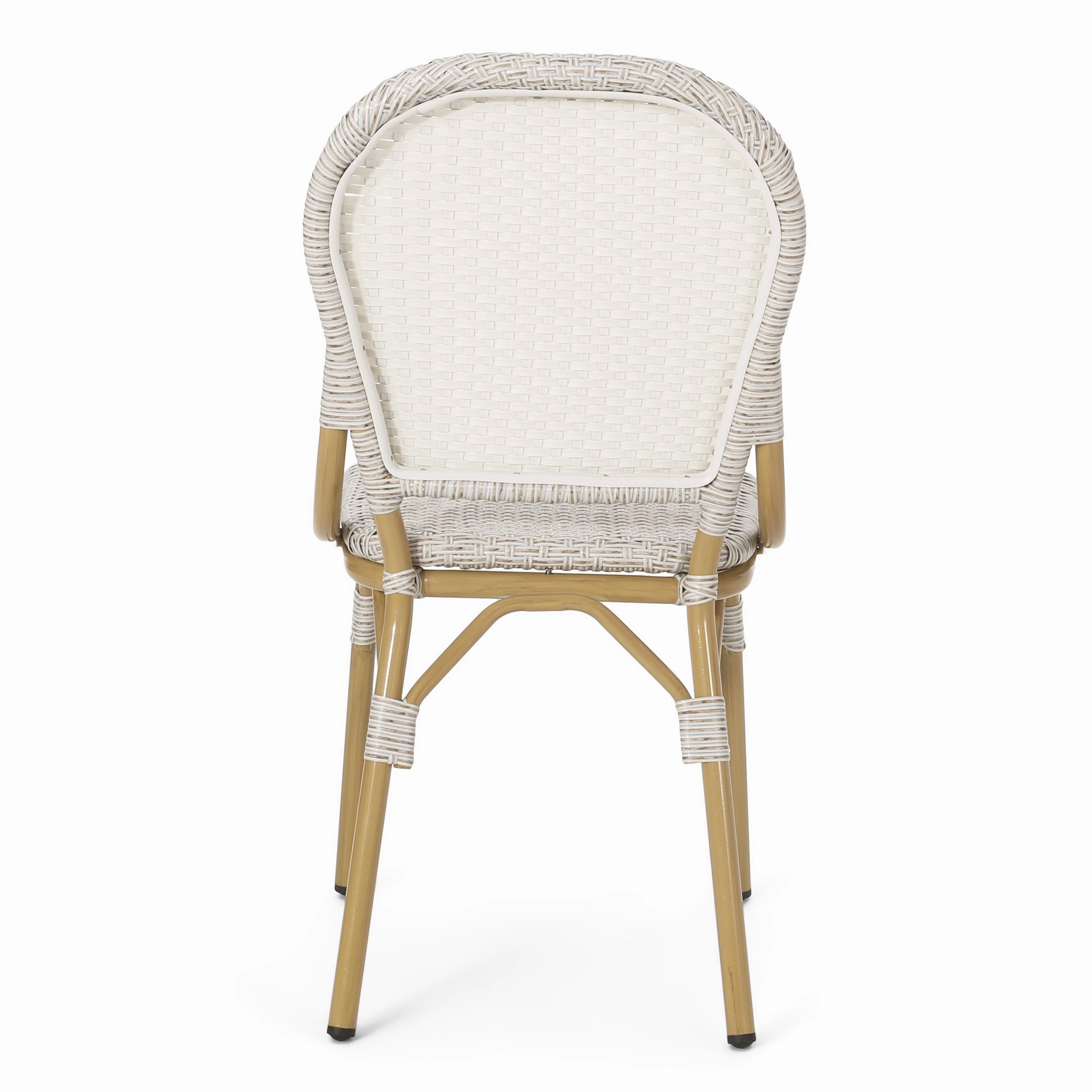 Outdoor Aluminum French Bistro Set, Light Brown and Bamboo Finish - NH454413