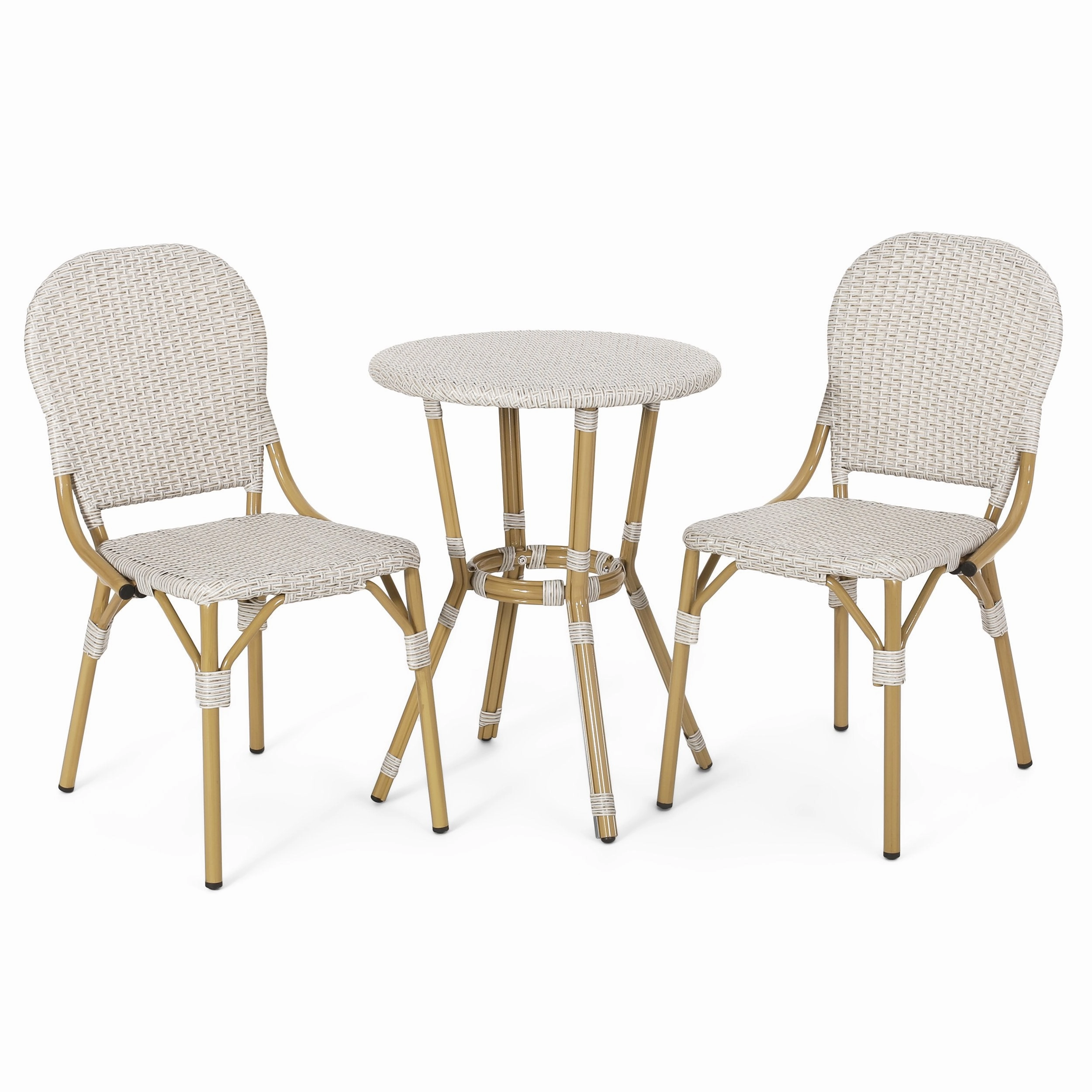 Outdoor Aluminum French Bistro Set, Light Brown and Bamboo Finish - NH454413 outdoor lounge chair, patio sofa
