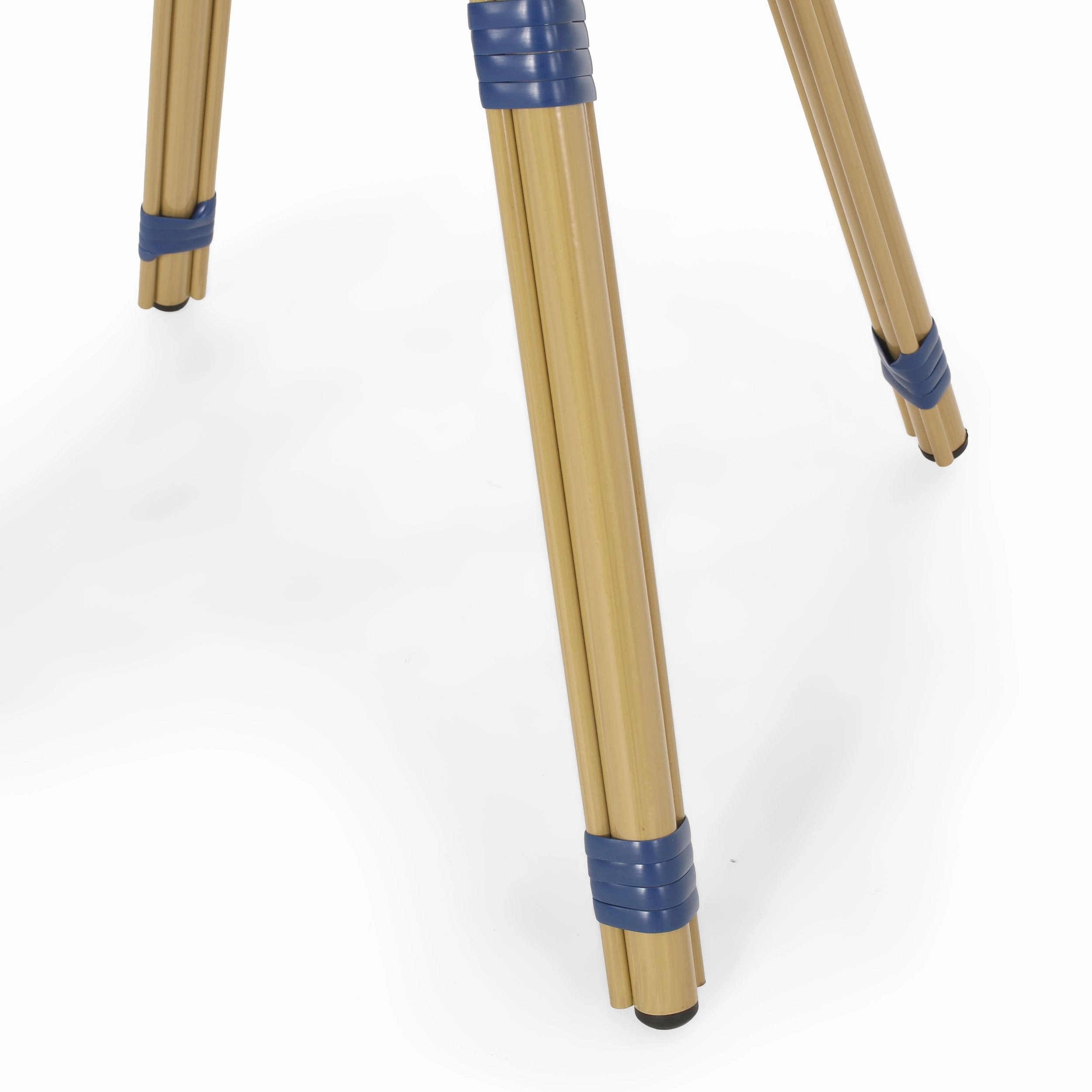 Outdoor Aluminum French Bistro Set, Navy Blue, White, and Bamboo Finish - NH254413