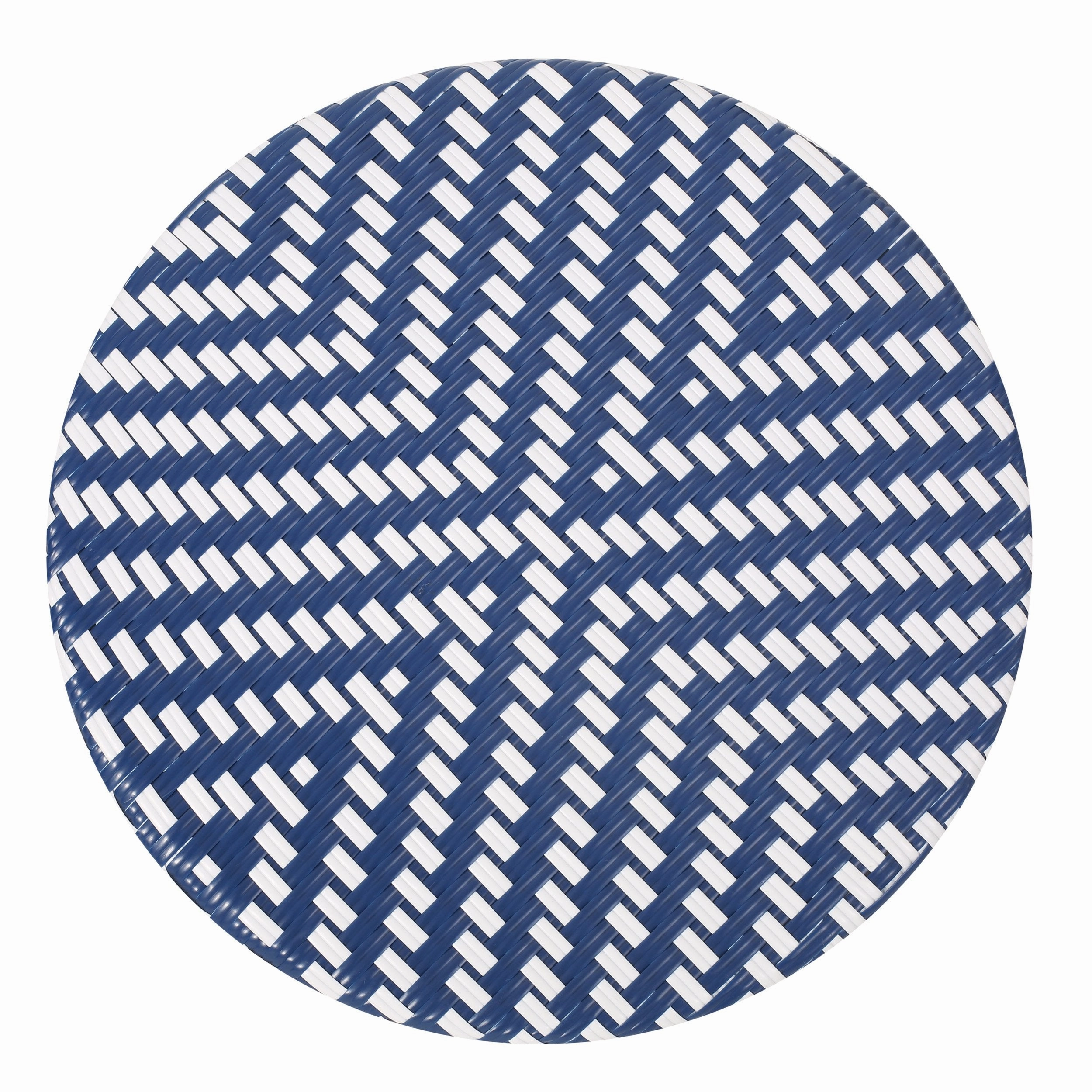 Outdoor Aluminum French Bistro Set, Navy Blue, White, and Bamboo Finish - NH254413