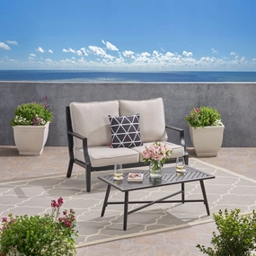 Outdoor Aluminum Loveseat and Coffee Table Set - NH153803 outdoor furniture, garden bench