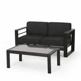 Outdoor Aluminum Loveseat and Coffee Table Set - NH685313 outdoor furniture, garden bench