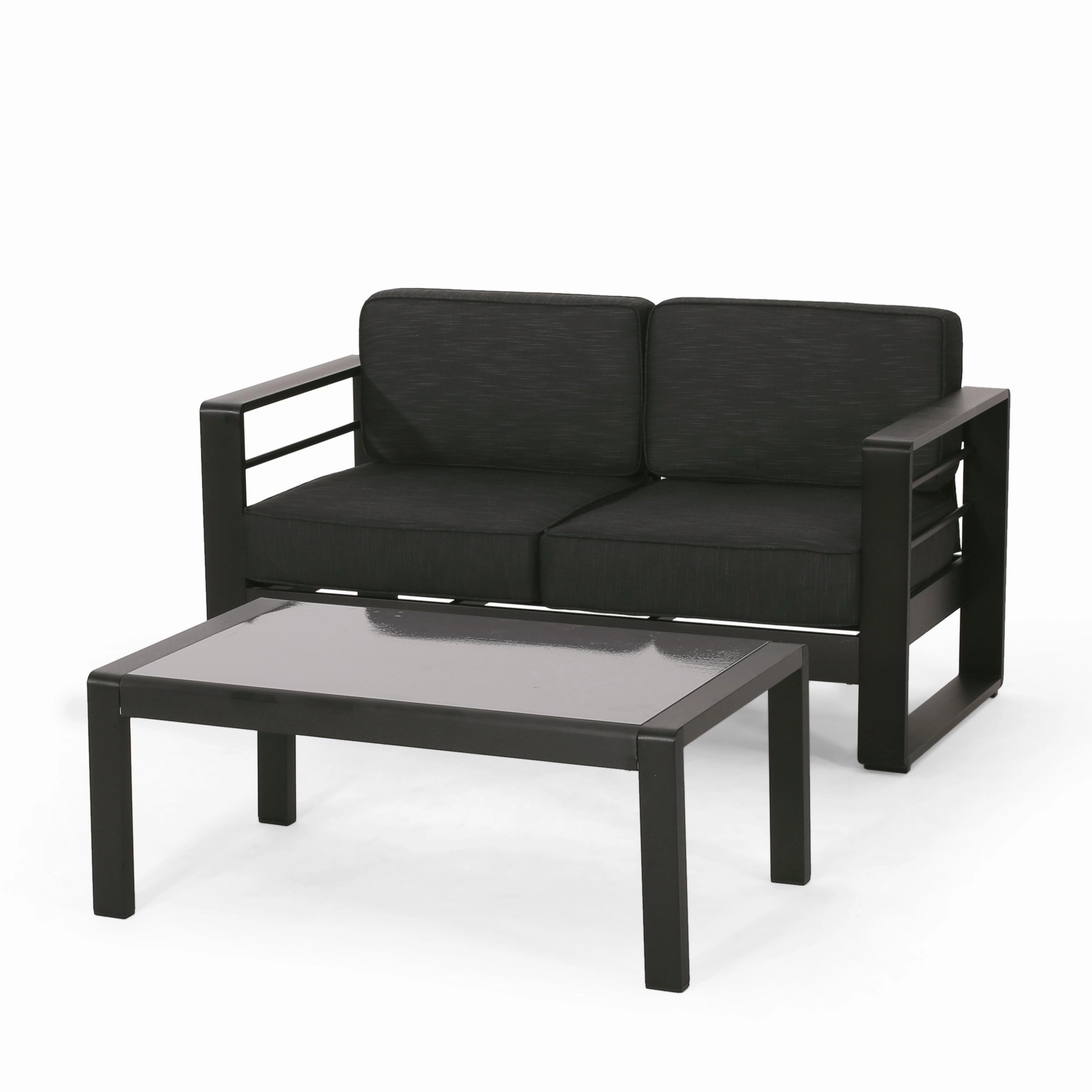 Outdoor Aluminum Loveseat and Coffee Table Set - NH685313 outdoor furniture, garden bench