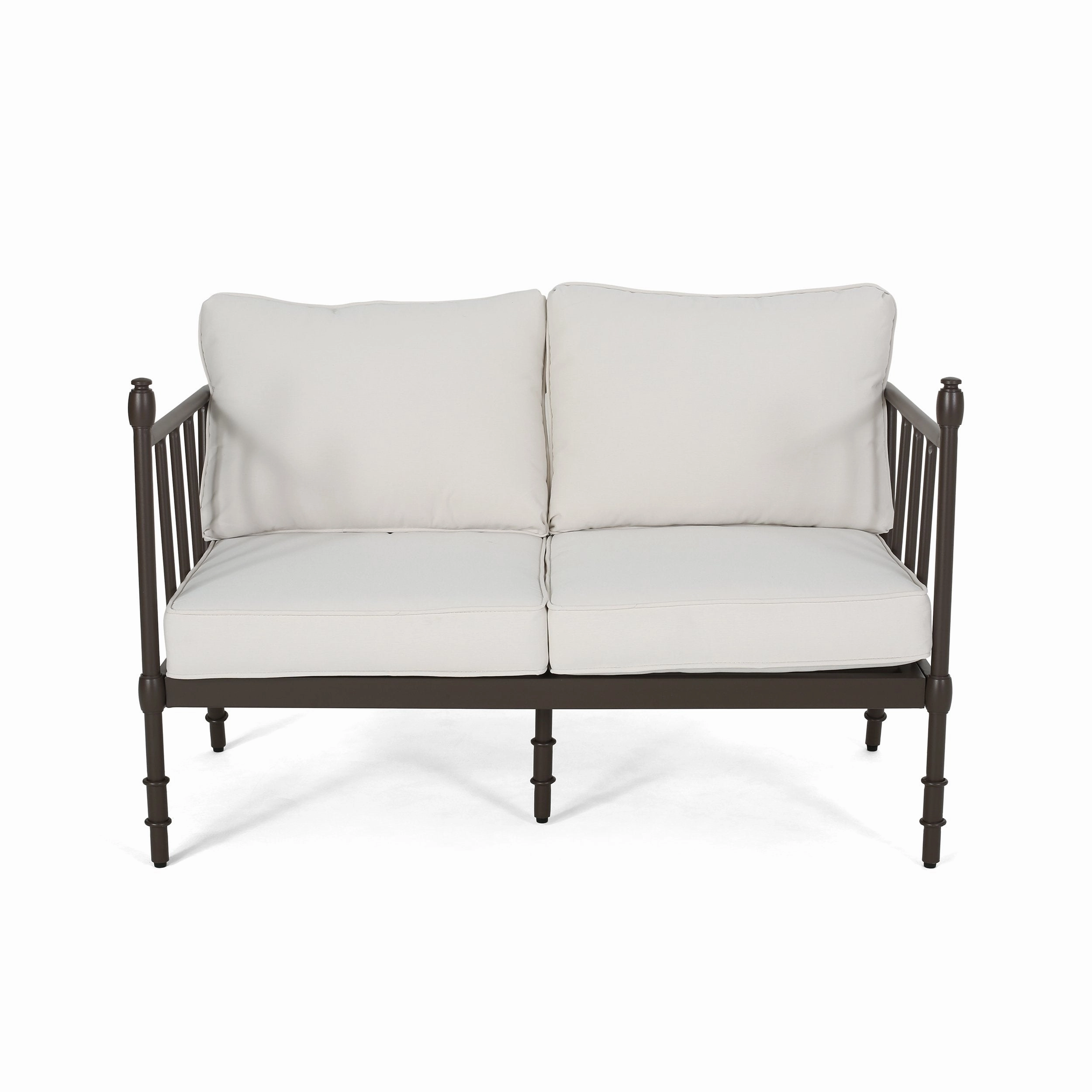 Outdoor Aluminum Loveseat and Coffee Table with Cushions - NH280903