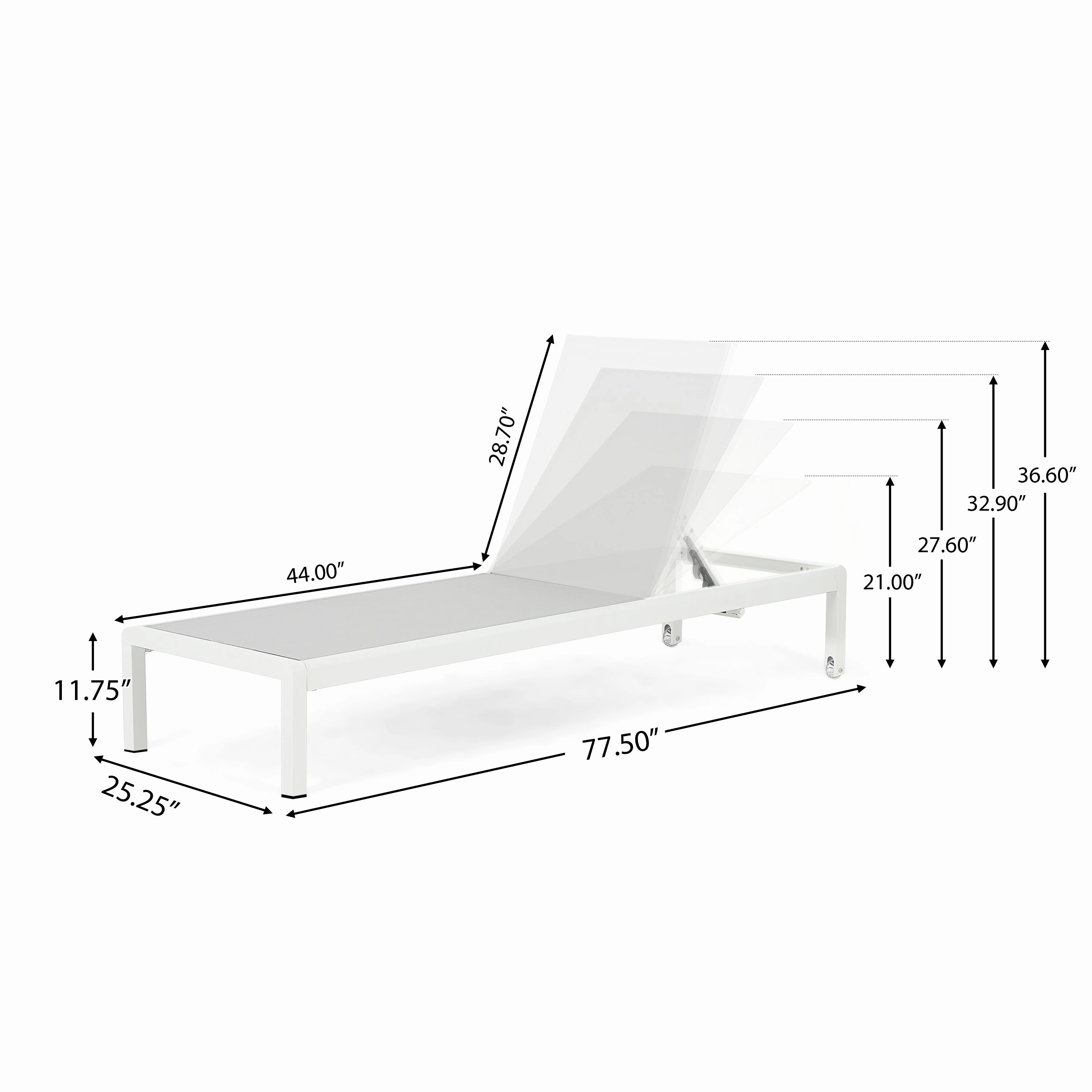 Outdoor Aluminum Pool Patio Beach Chaise Lounge Chair,Set of 2