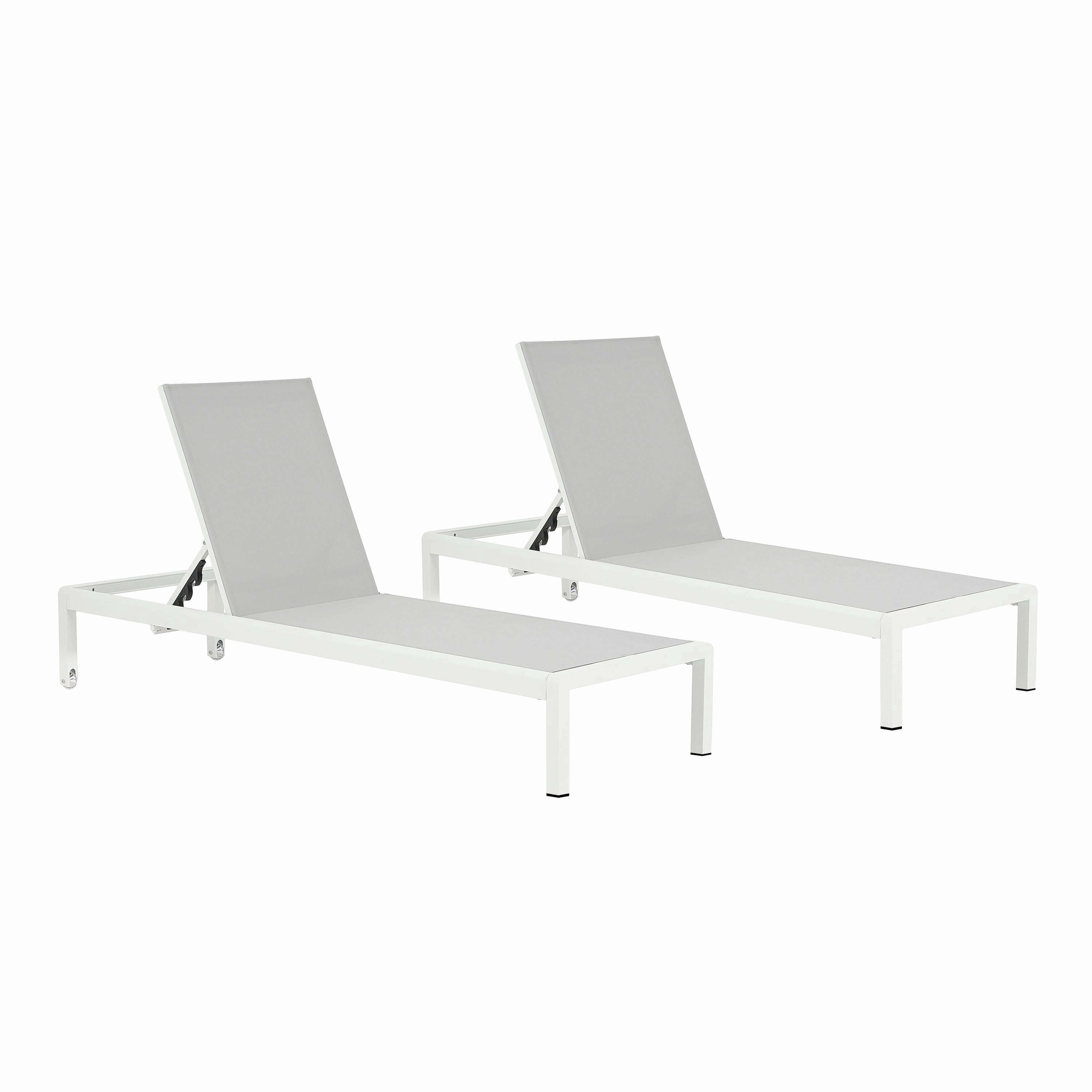 Outdoor Aluminum Pool Patio Beach Chaise Lounge Chair,Set of 2