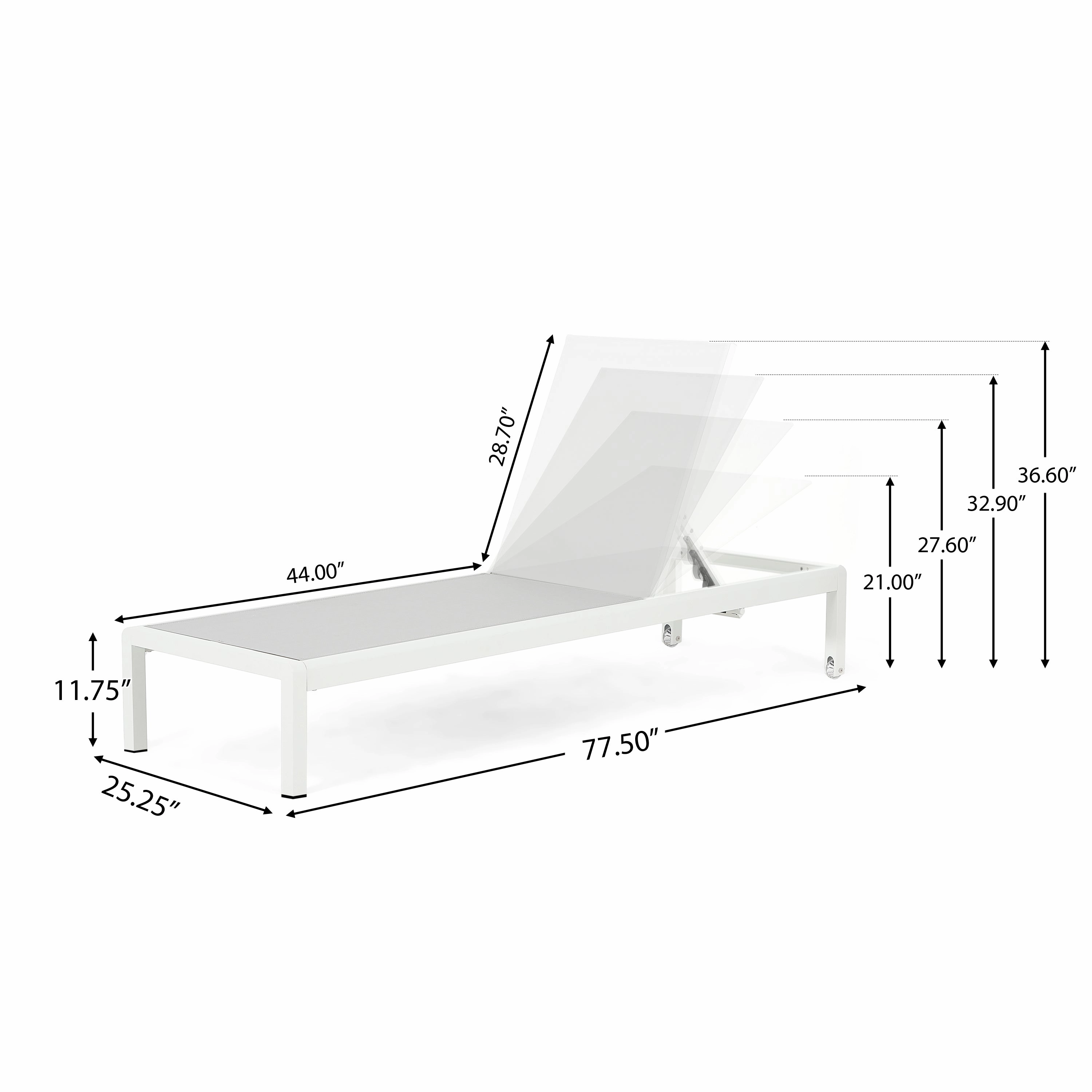 Outdoor Aluminum Pool Patio Beach Chaise Lounge Chair,Set of 2
