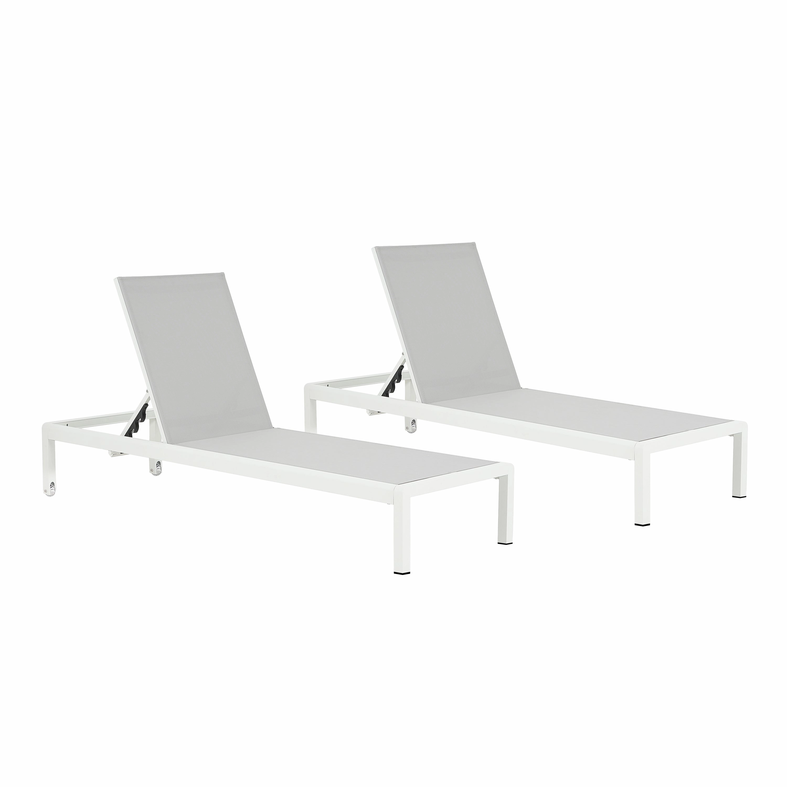 Outdoor Aluminum Pool Patio Beach Chaise Lounge Chair,Set of 2
