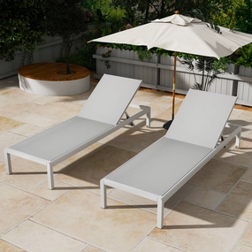 Outdoor Aluminum Pool Patio Beach Chaise Lounge Chair,Set of 2 patio umbrella, gazebo