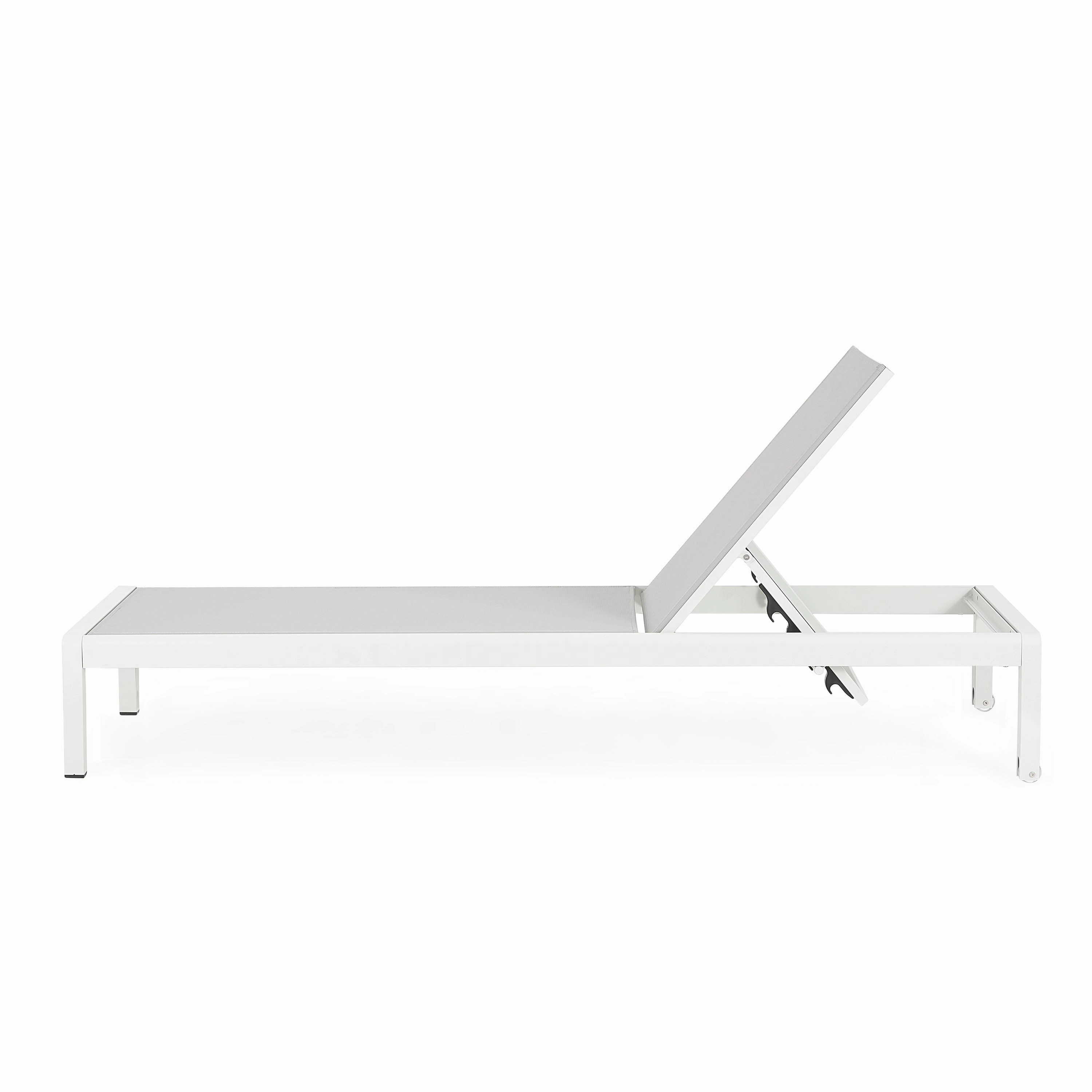 Outdoor Aluminum Pool Patio Beach Chaise Lounge Chair,Set of 2