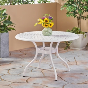 Outdoor Aluminum Round Dining Table, White - NH431503 outdoor lounge chair, patio sofa