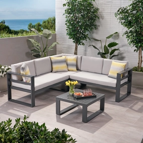 Outdoor Aluminum Sofa Sectional with Coffee Table - NH122013 outdoor furniture, garden bench