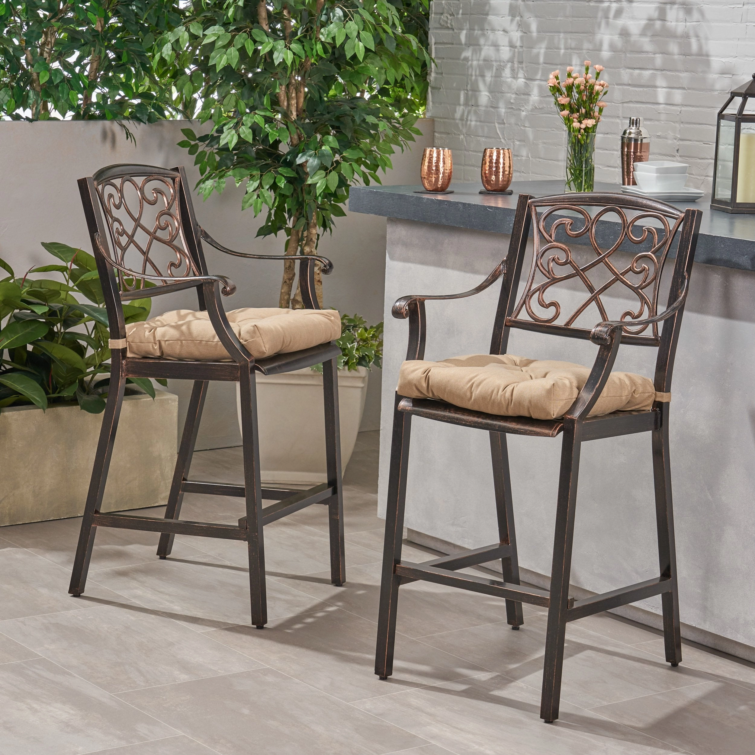 Outdoor Barstool with Cushion (Set of 2) - NH121013