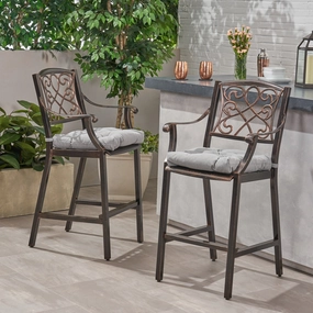 Outdoor Barstool with Cushion (Set of 2) - NH121013 outdoor furniture, garden bench