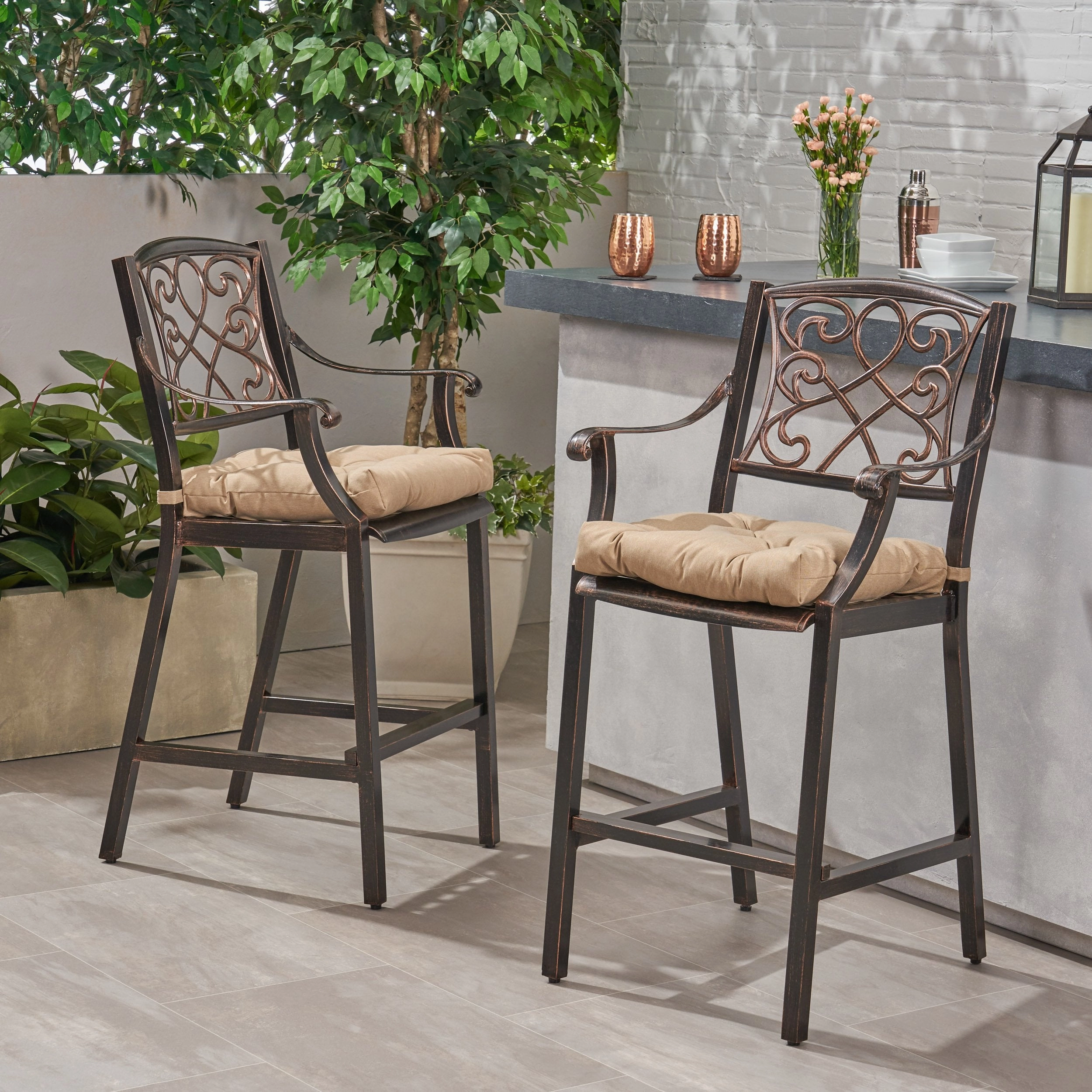 Outdoor Barstool with Cushion (Set of 2) - NH121013
