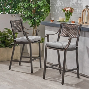 Outdoor Barstool with Cushion (Set of 2) - NH131013 outdoor furniture, garden bench