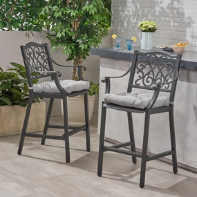Outdoor Barstool with Cushion (Set of 2) - NH141013 outdoor furniture, garden bench
