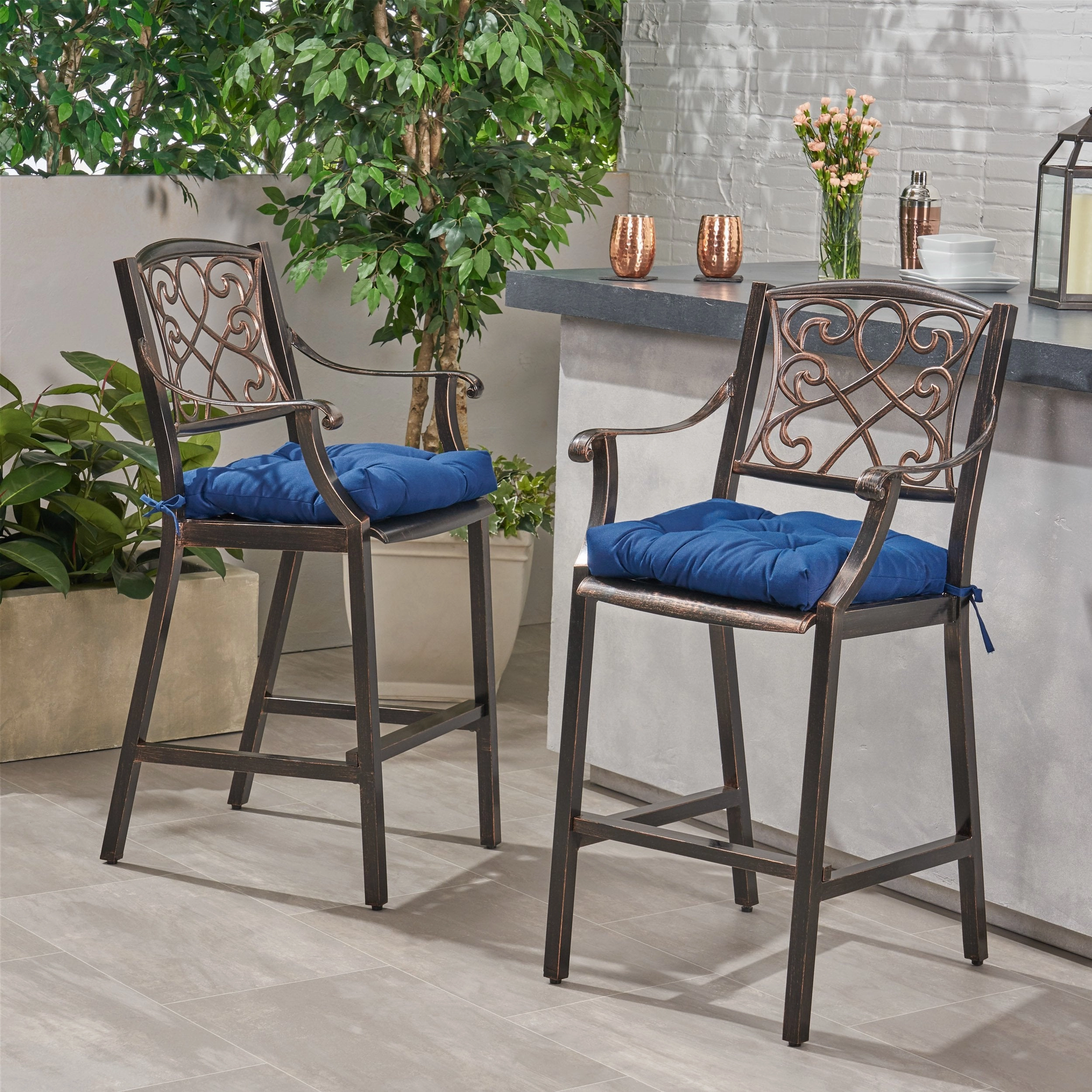 Outdoor Barstool with Cushion (Set of 2) - NH561013