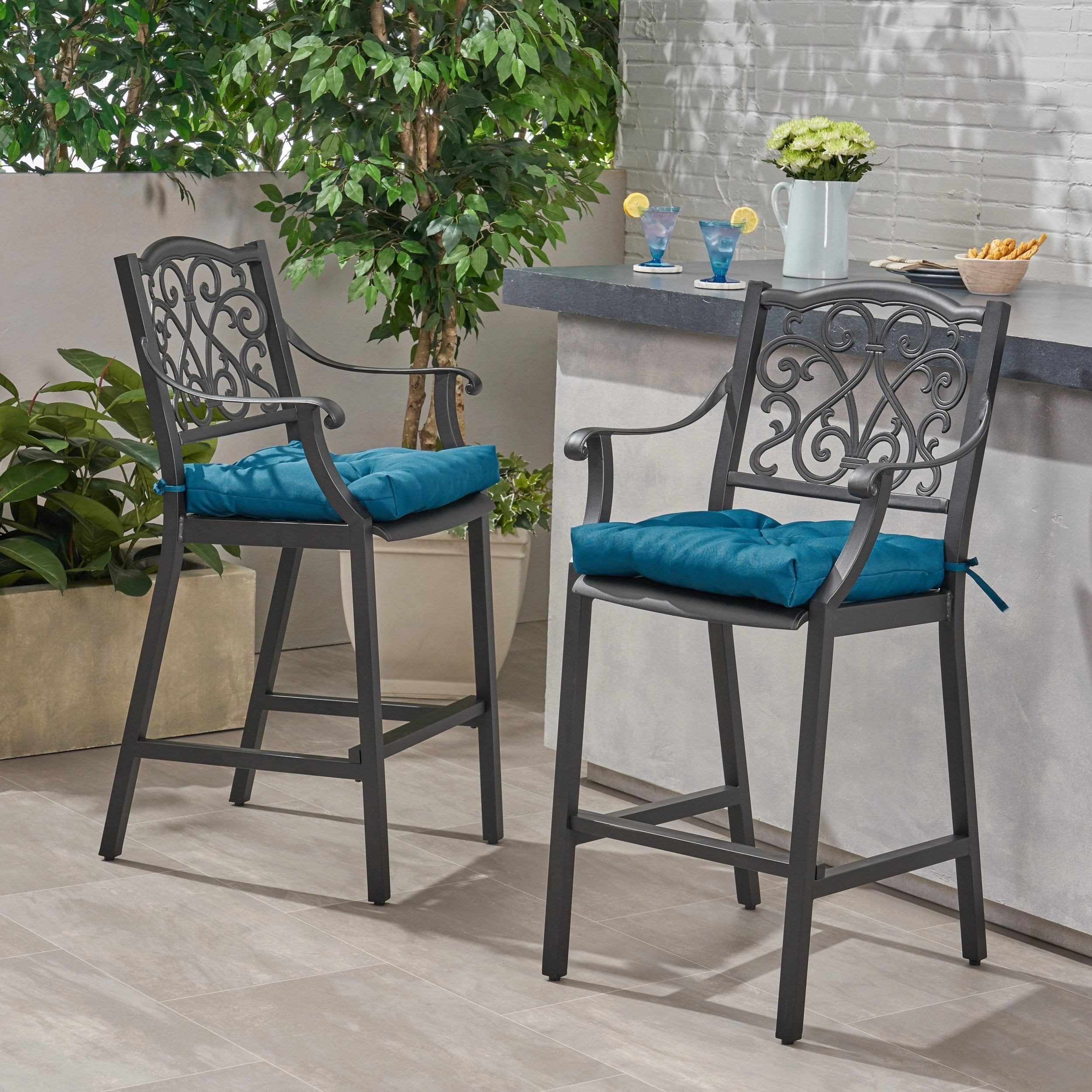 Outdoor Barstool with Cushion (Set of 2) - NH581013