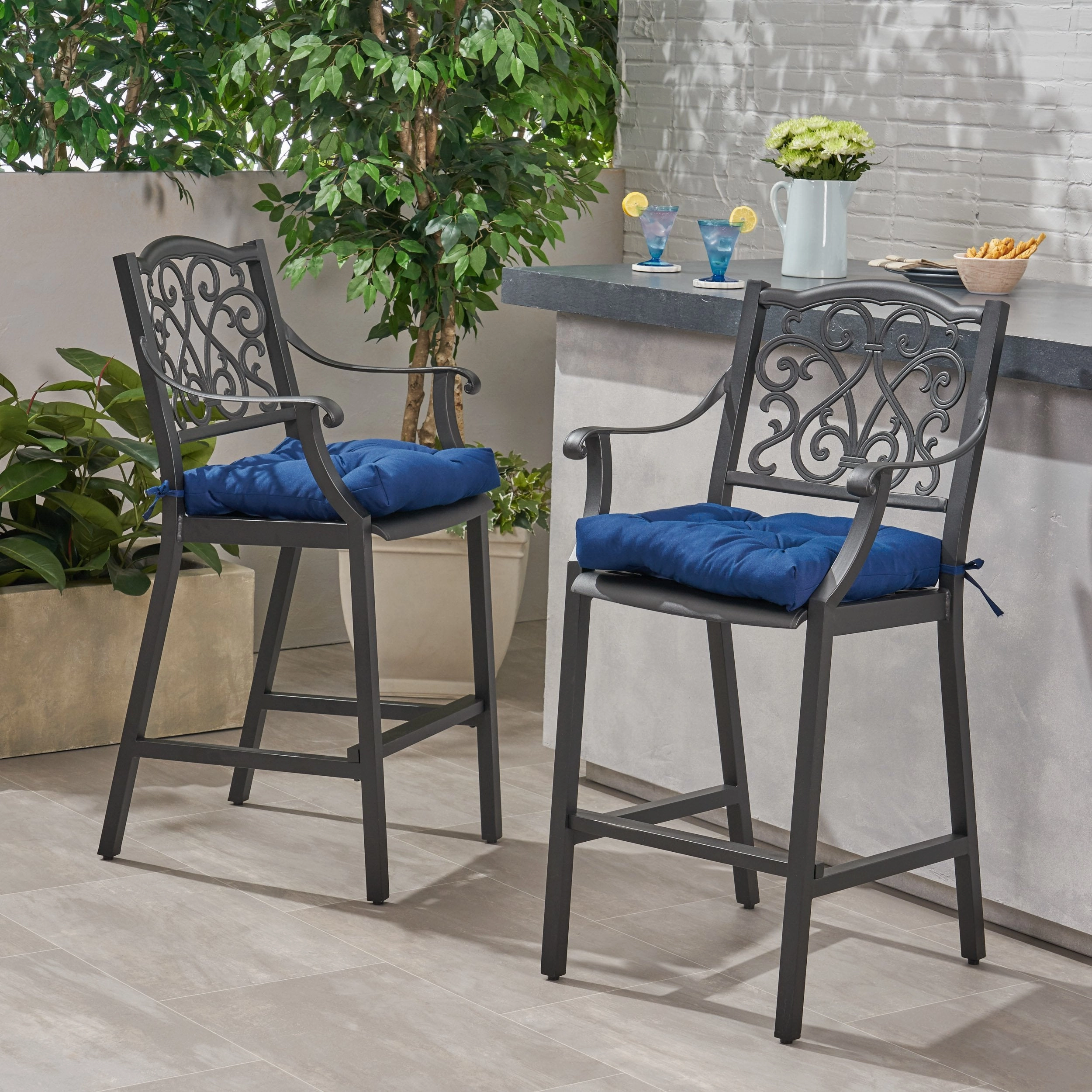Outdoor Barstool with Cushion (Set of 2) - NH581013