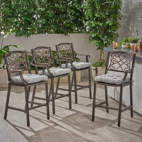 Outdoor Barstool with Cushion (Set of 4) - NH071013 outdoor furniture, garden bench