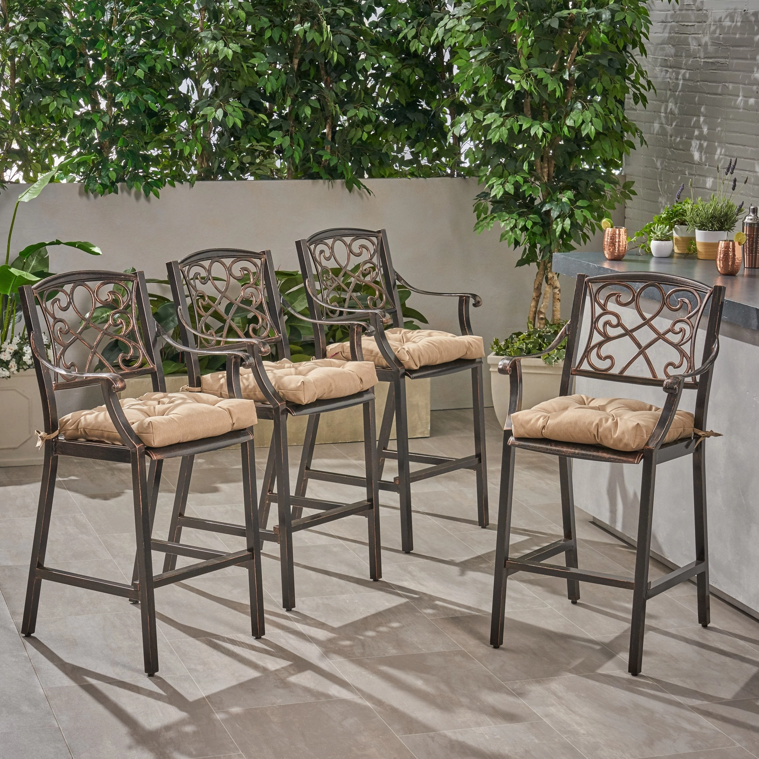 Outdoor Barstool with Cushion (Set of 4) - NH071013