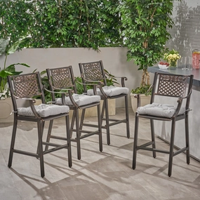 Outdoor Barstool with Cushion (Set of 4) - NH081013 outdoor furniture, garden bench