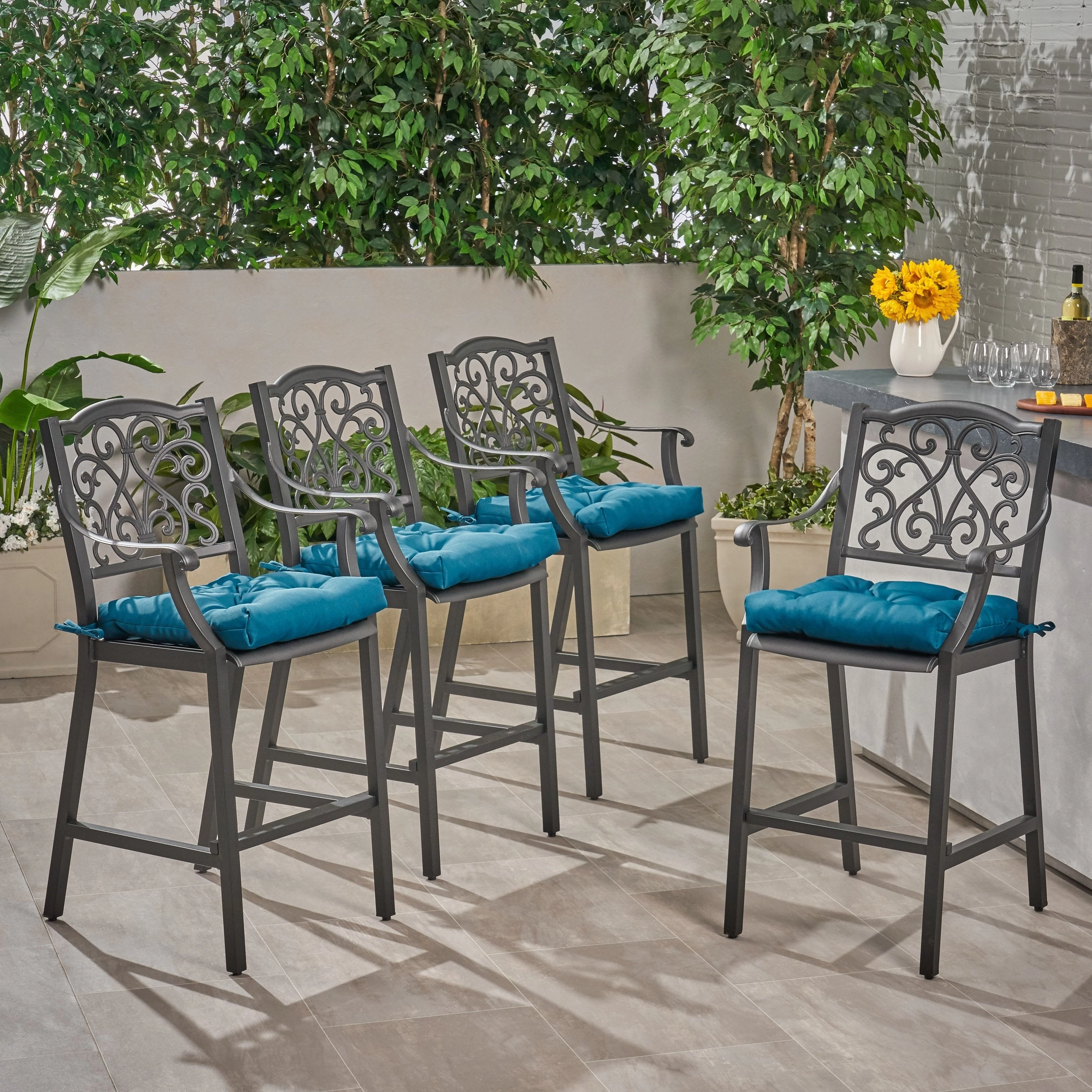 Outdoor Barstool with Cushion (Set of 4) - NH091013