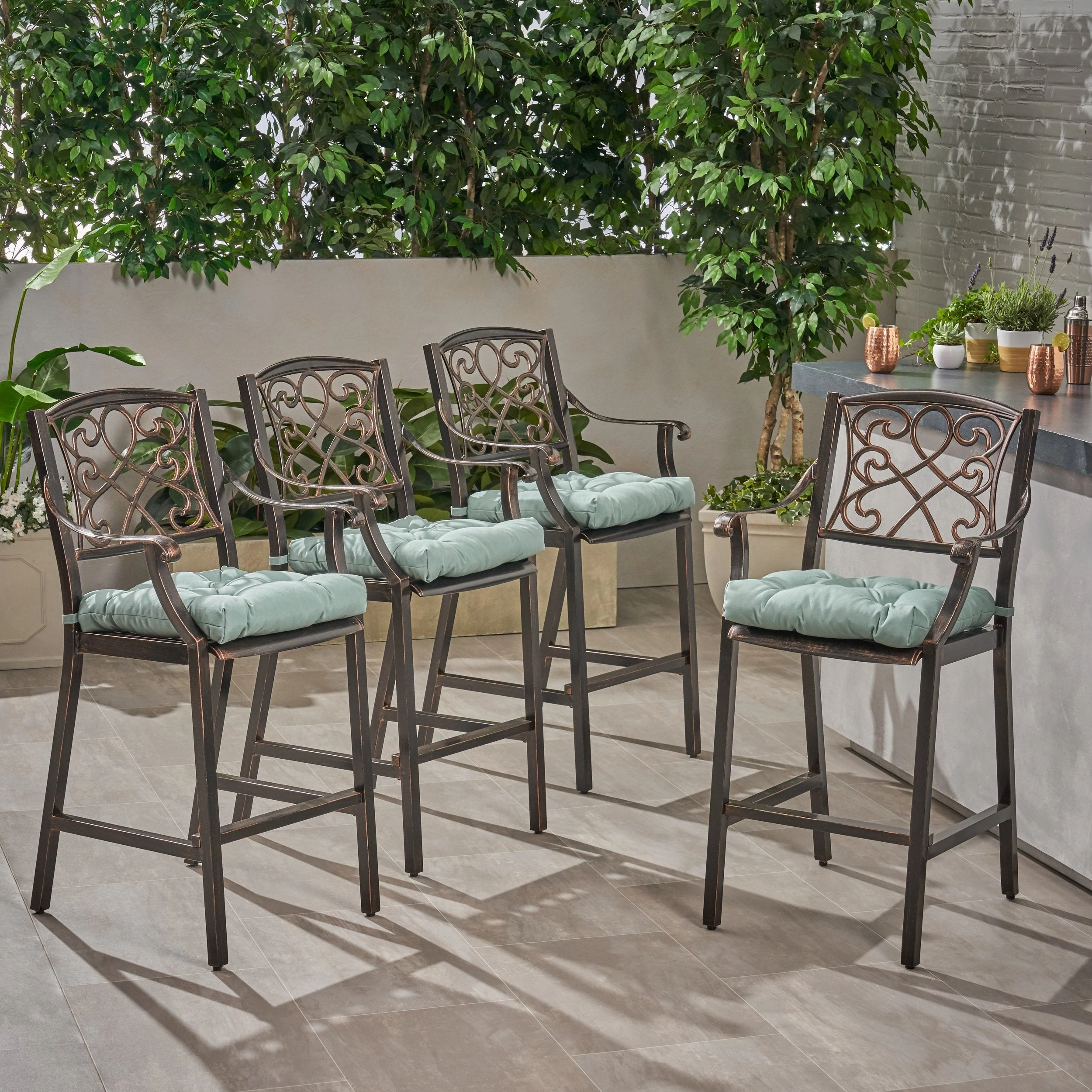 Outdoor Barstool with Cushion (Set of 4) - NH621013