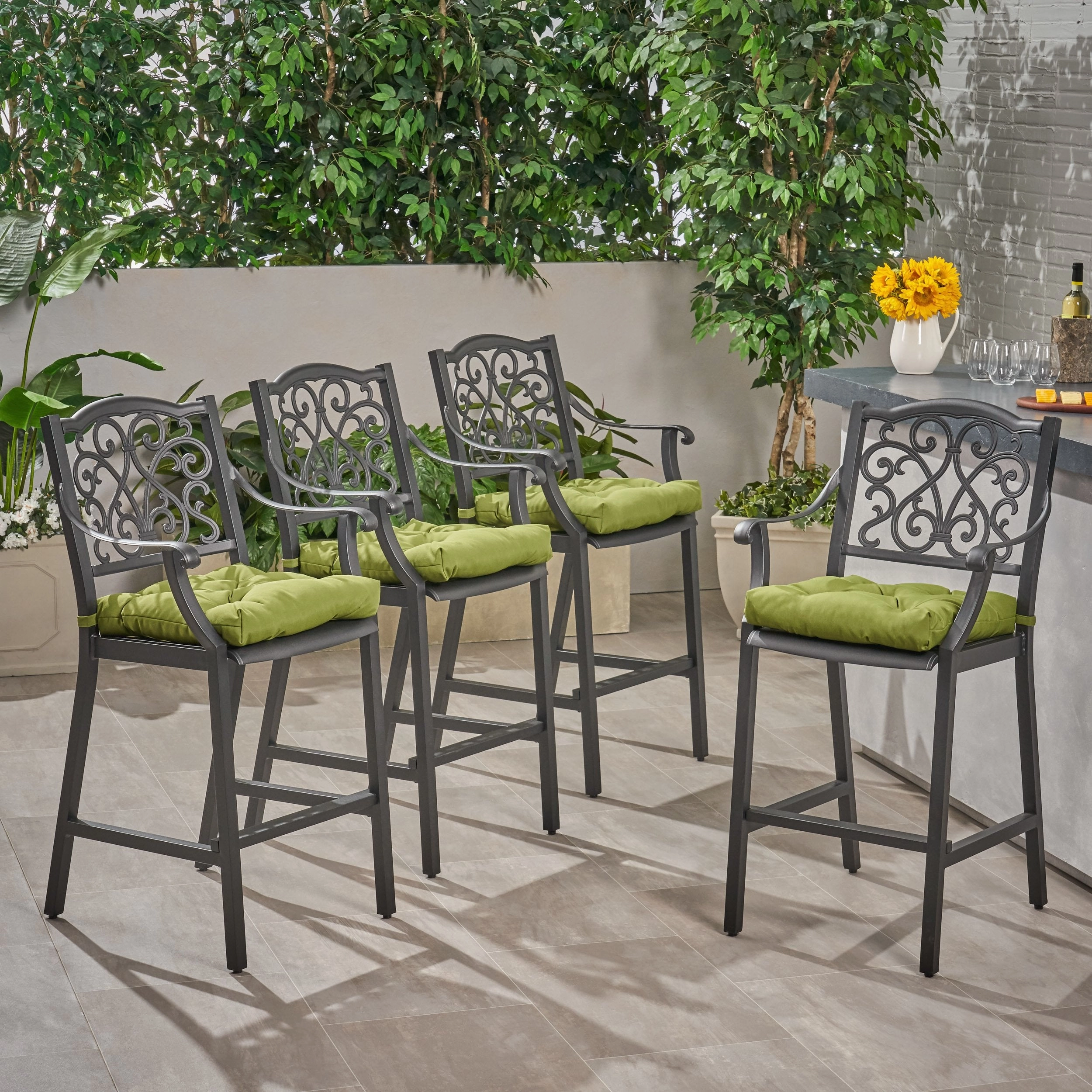 Outdoor Barstool with Cushion (Set of 4) - NH641013