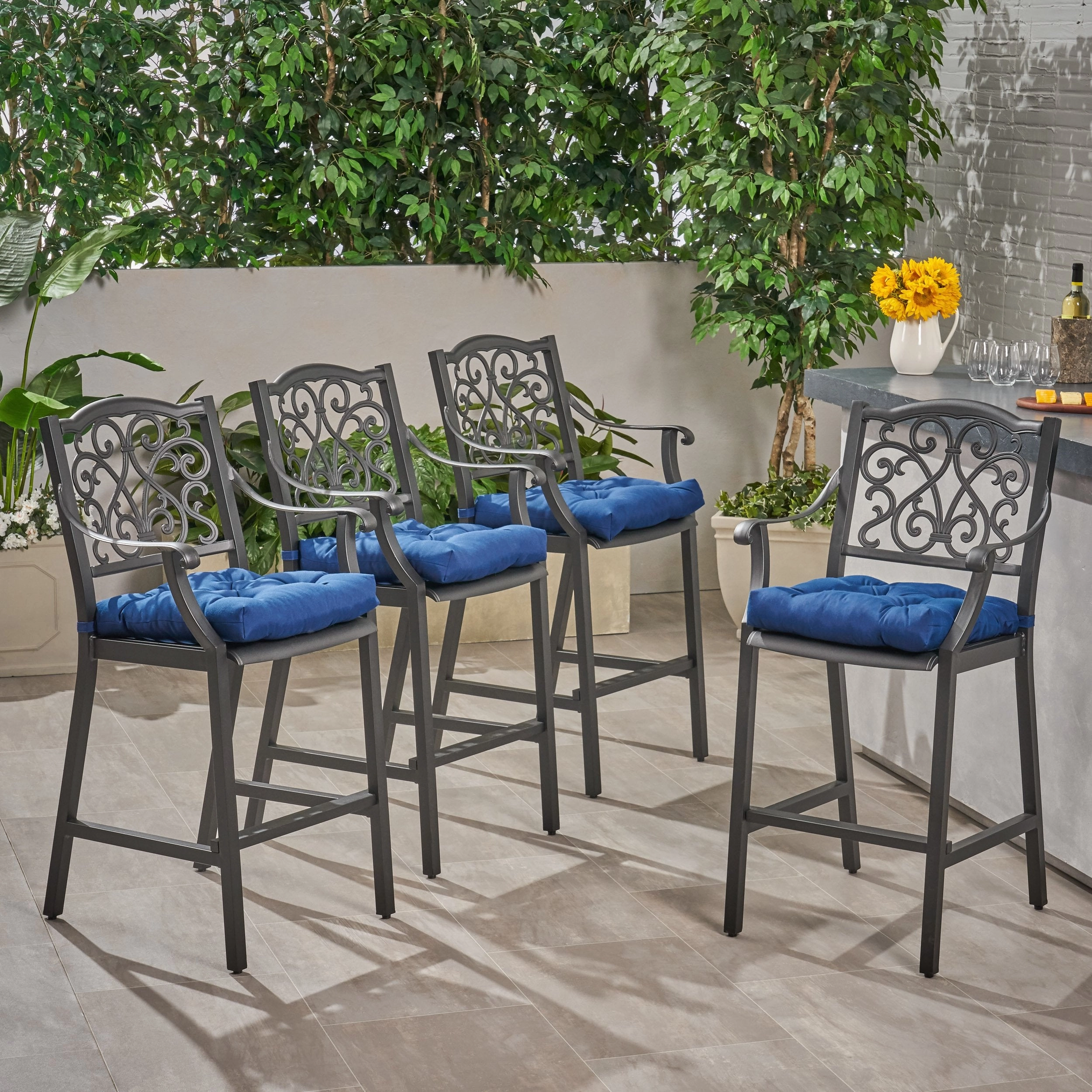 Outdoor Barstool with Cushion (Set of 4) - NH641013