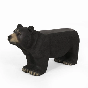 Outdoor Bear Garden Bench, Matte Black - NH595513 outdoor furniture, garden bench
