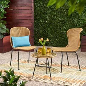 Outdoor Boho Wicker 3 Piece Chat Set - NH796113 outdoor furniture, garden bench