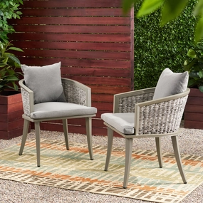 Outdoor Boho Wicker Club Chair with Cushions (Set of 2) - NH422113 outdoor furniture, garden bench