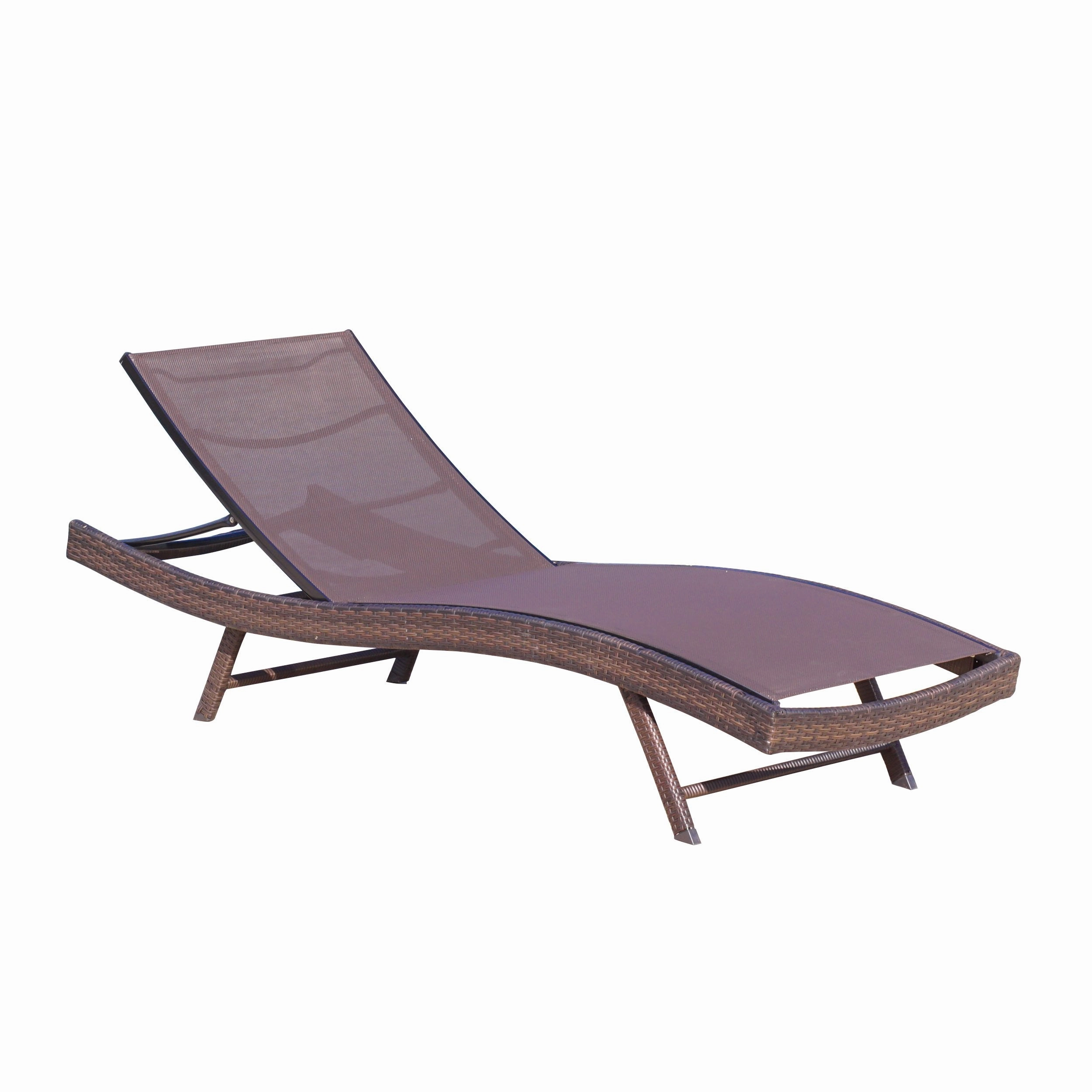 Outdoor Brown Mesh Chaise Lounge Chair - NH255592