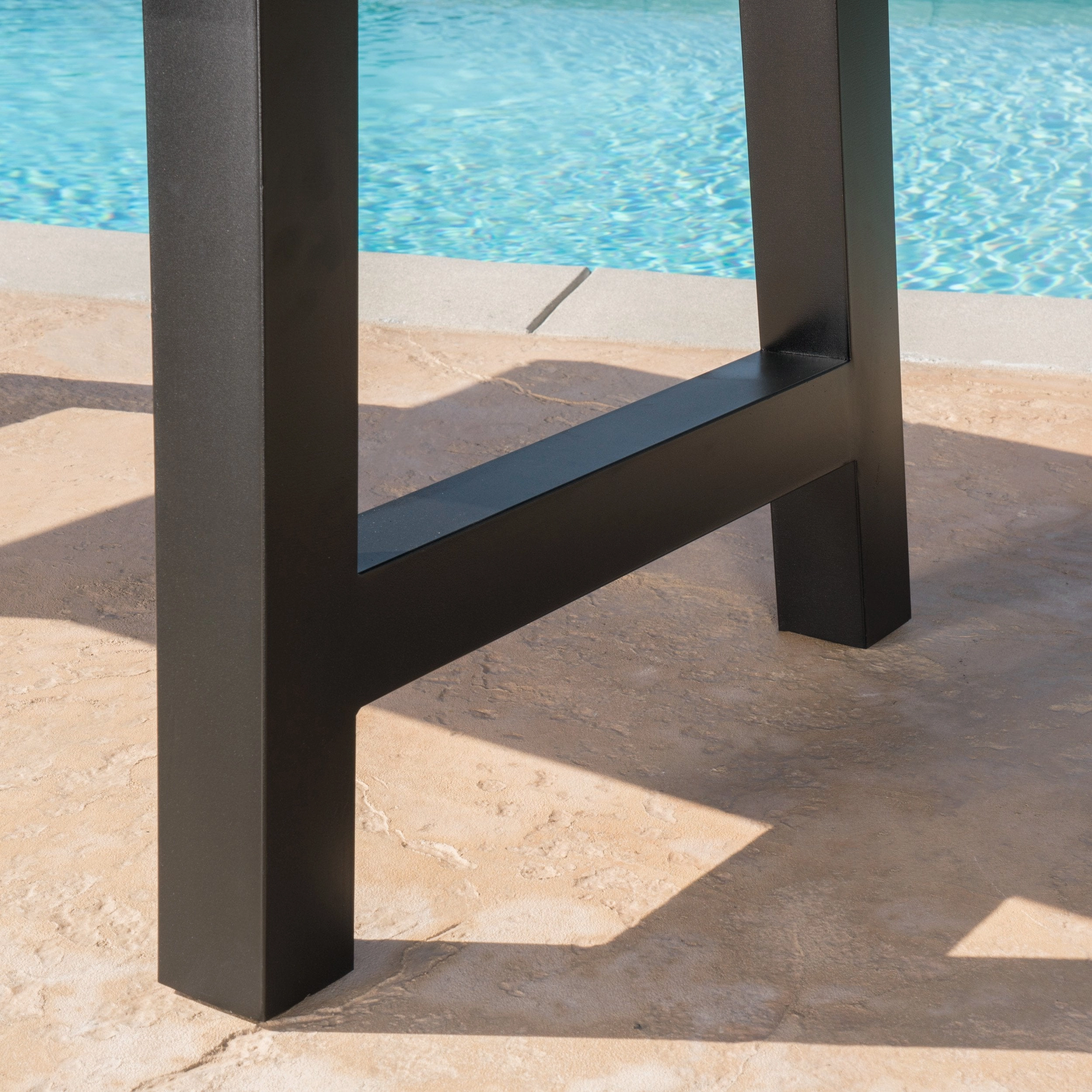 Outdoor Brown Stone Finish Light Weight Concrete Dining Table - NH729303