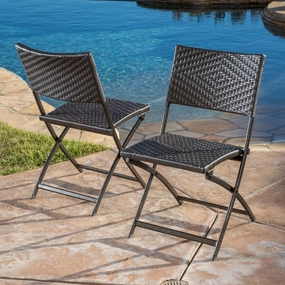 Outdoor Brown Wicker Folding Chair (Set of 2) - NH224692 outdoor lounge chair, patio sofa