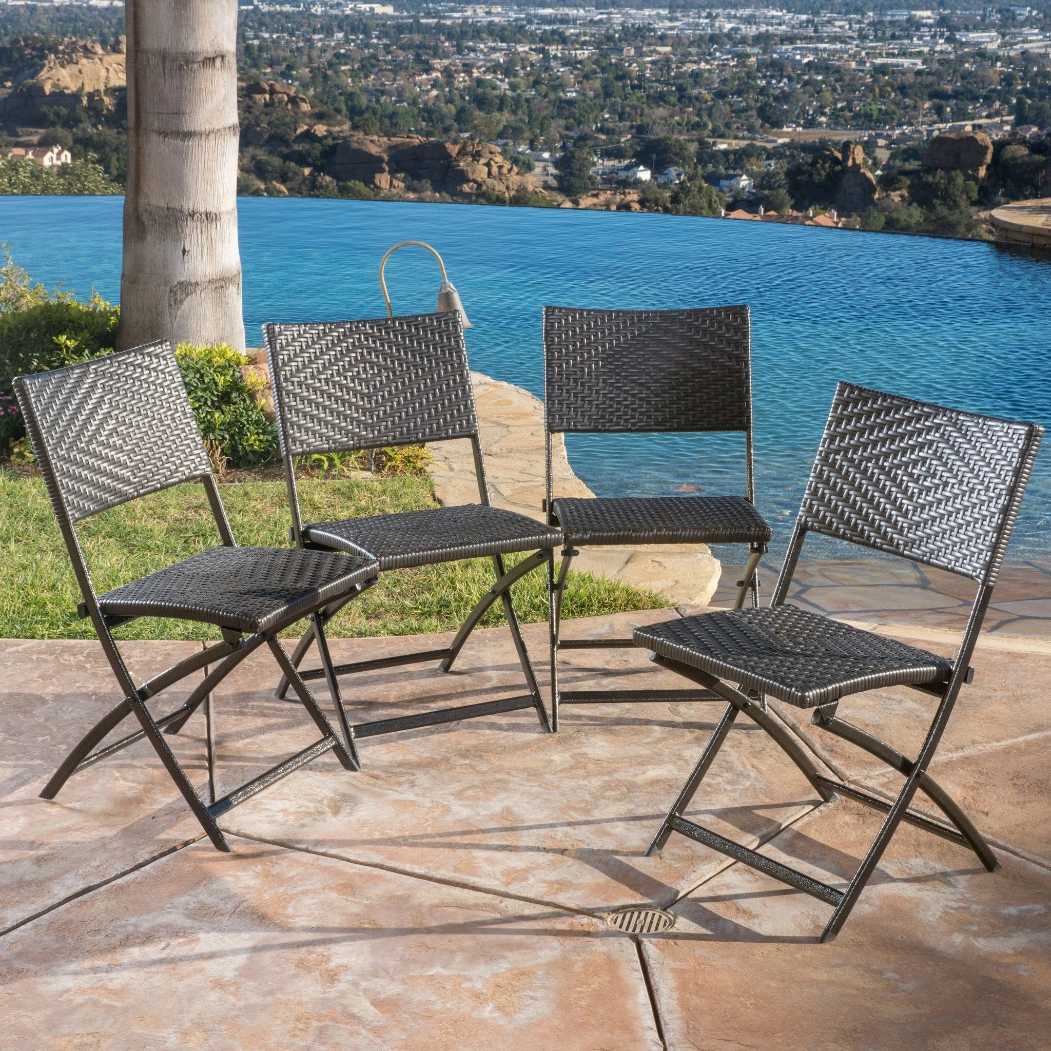 Outdoor Brown Wicker Folding Chair (Set of 4) - NH324692 outdoor lounge chair, patio sofa